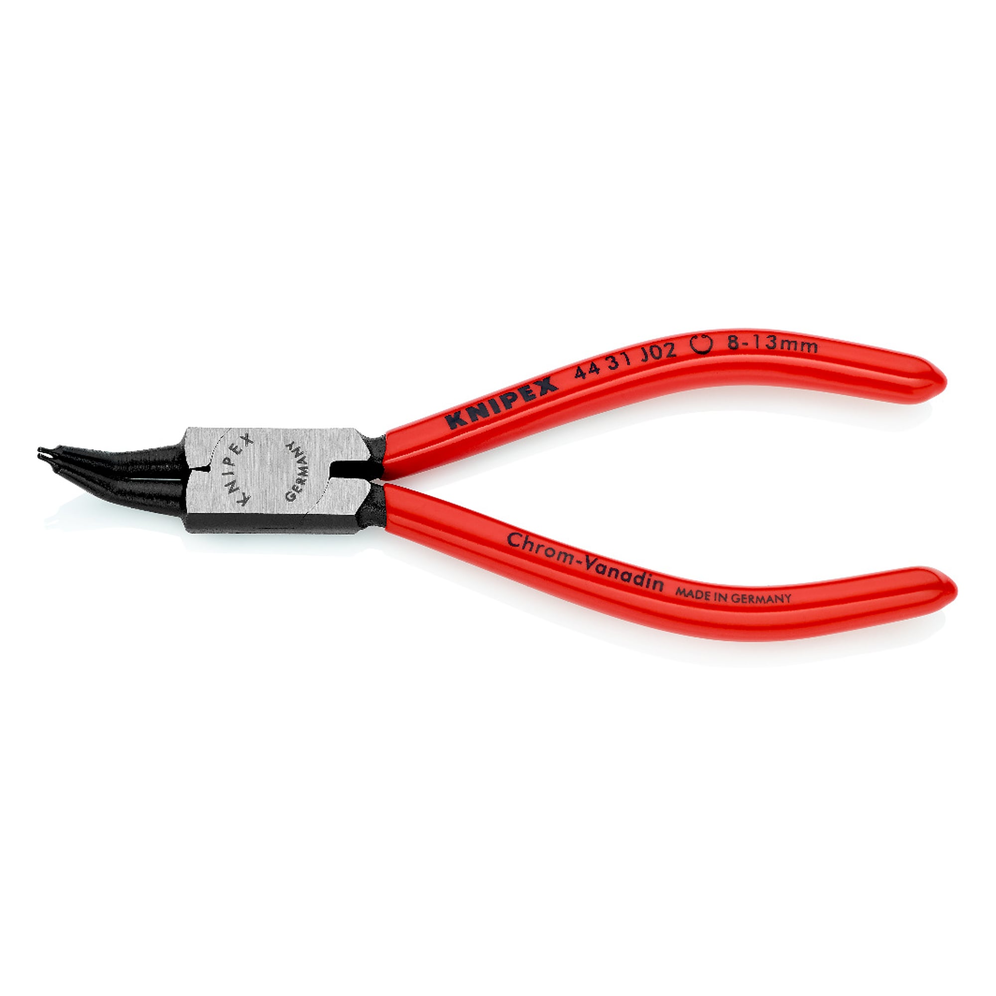 Circlip pliers for internal circlips in bore holes, angled 45°, Ø 8 - 13 mm, tips Ø 0.9 mm, 140 mm