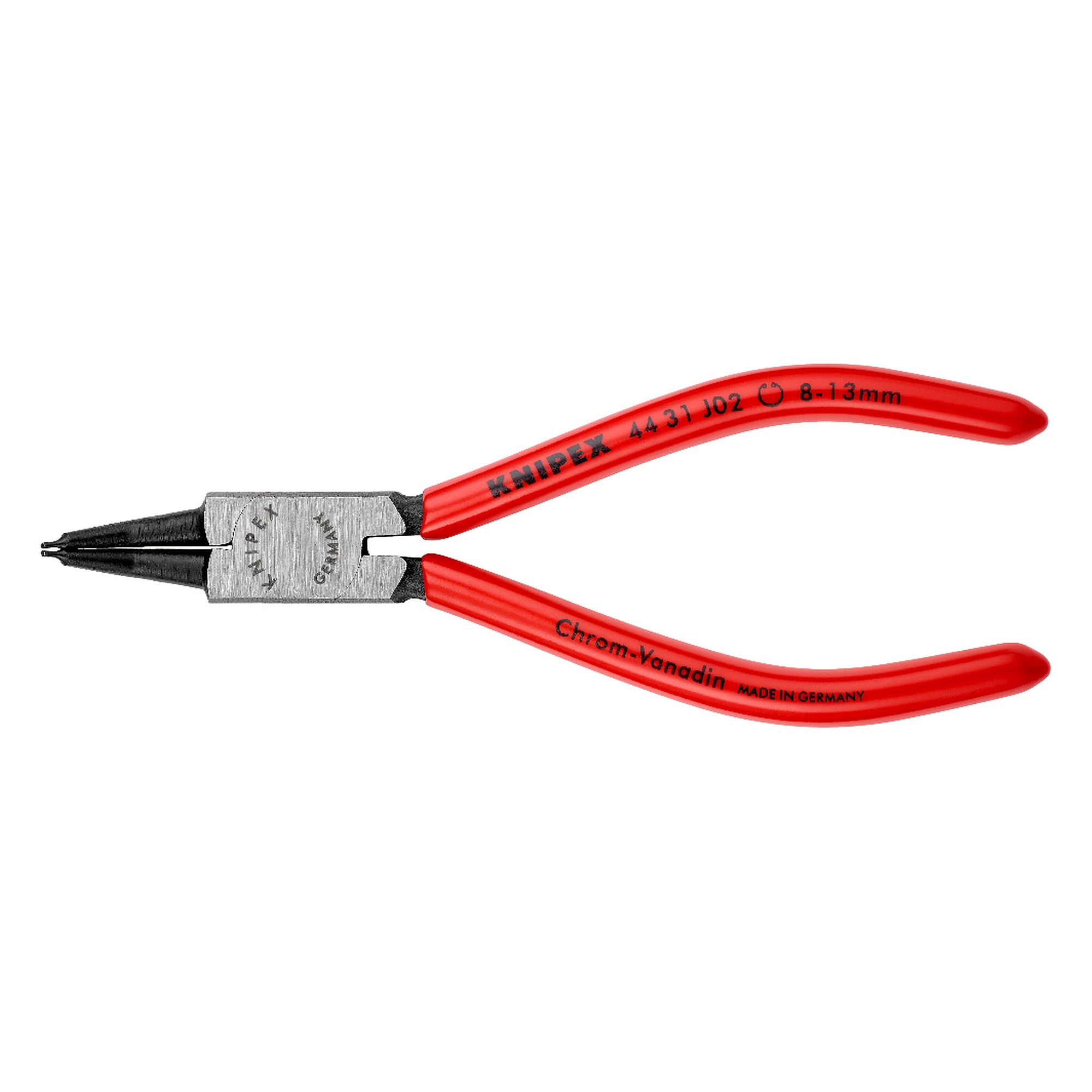 Circlip pliers for internal circlips in bore holes, angled 45°, Ø 8 - 13 mm, tips Ø 0.9 mm, 140 mm