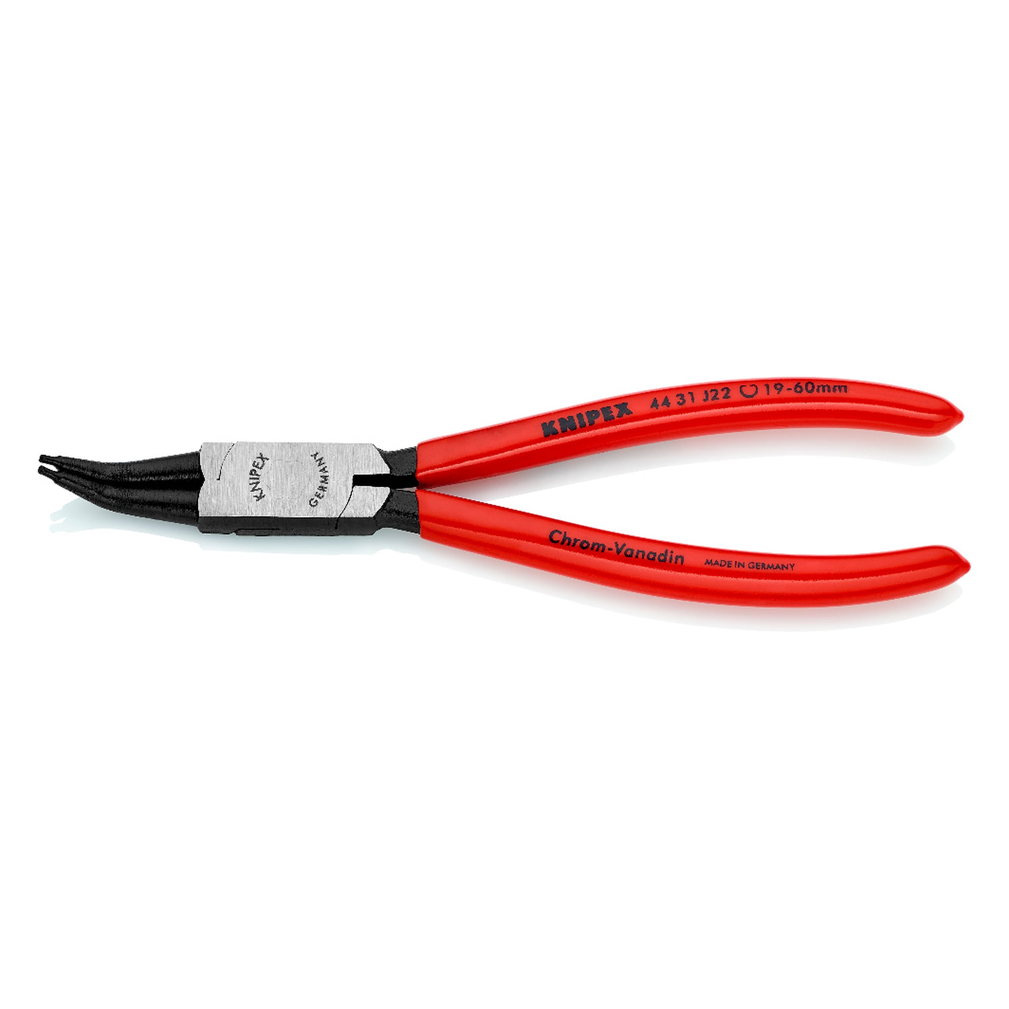 Circlip pliers for internal circlips in bore holes, angled 45°, Ø 19 - 60 mm, 180 mm
