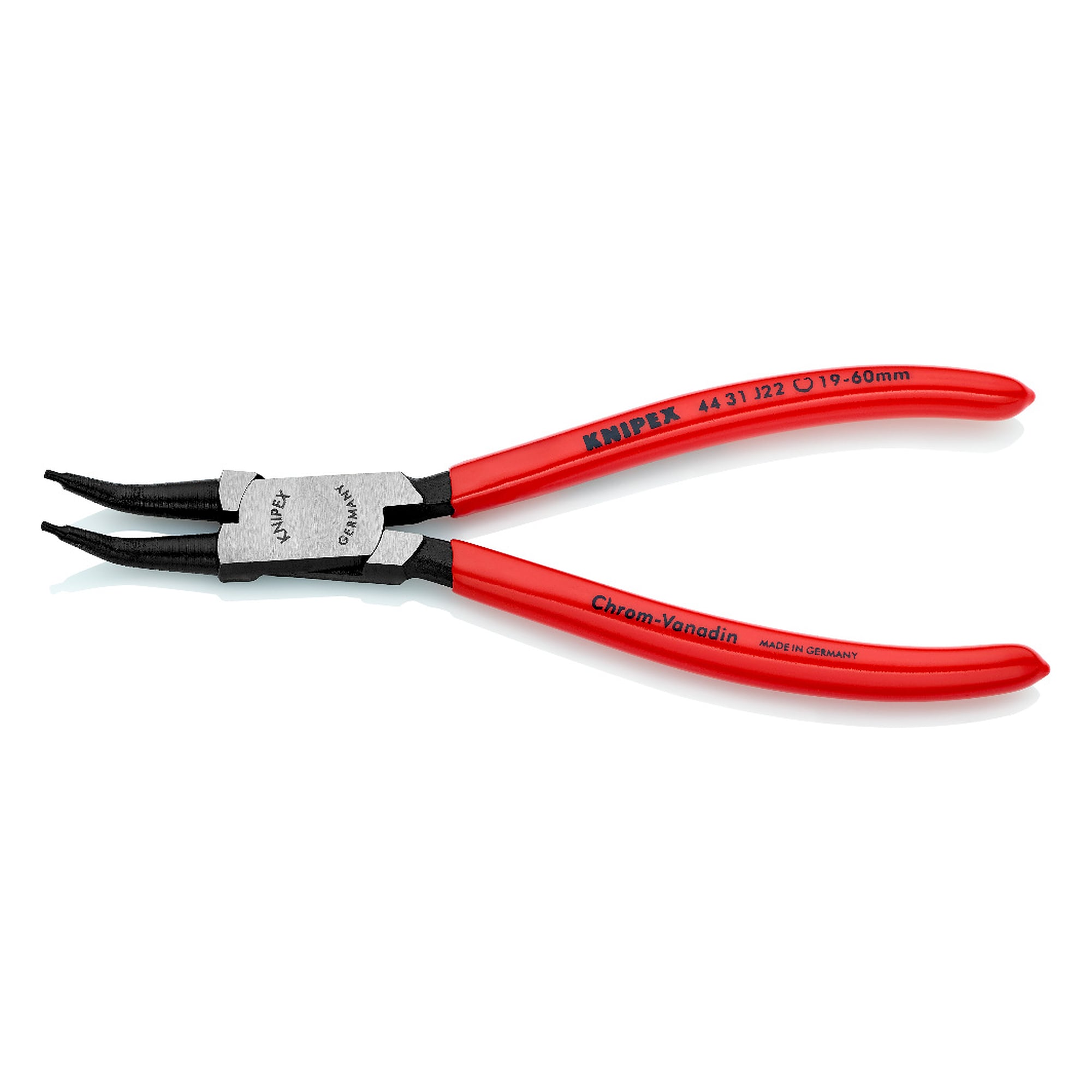 Circlip pliers for internal circlips in bore holes, angled 45°, Ø 19 - 60 mm, 180 mm