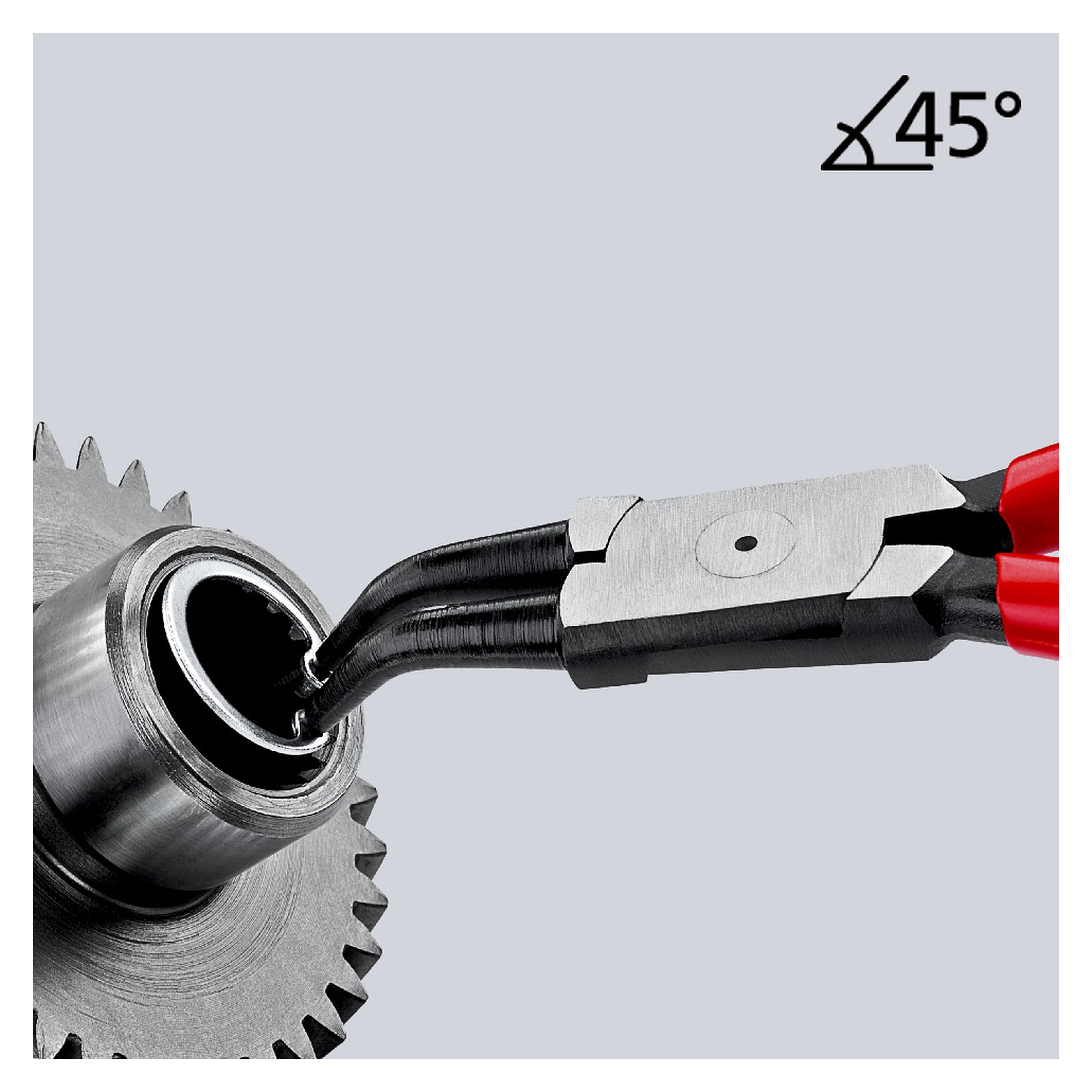 Circlip pliers for internal circlips in bore holes, angled 45°, Ø 19 - 60 mm, 180 mm