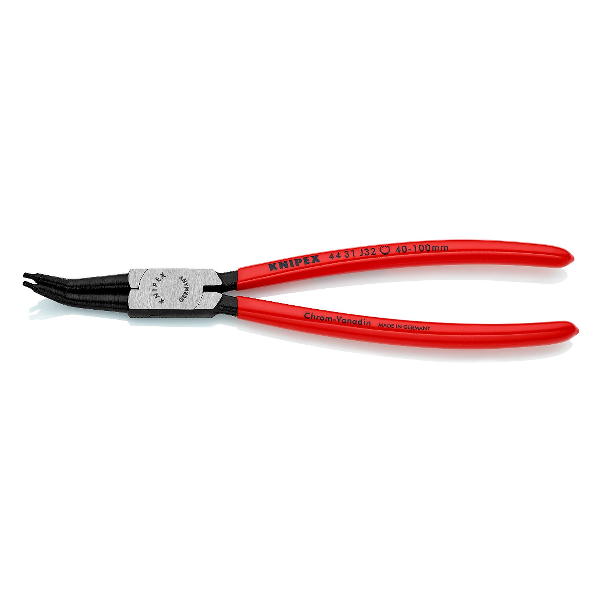 Circlip pliers for internal circlips in bore holes, angled 45°, Ø 40 - 100 mm, 225 mm