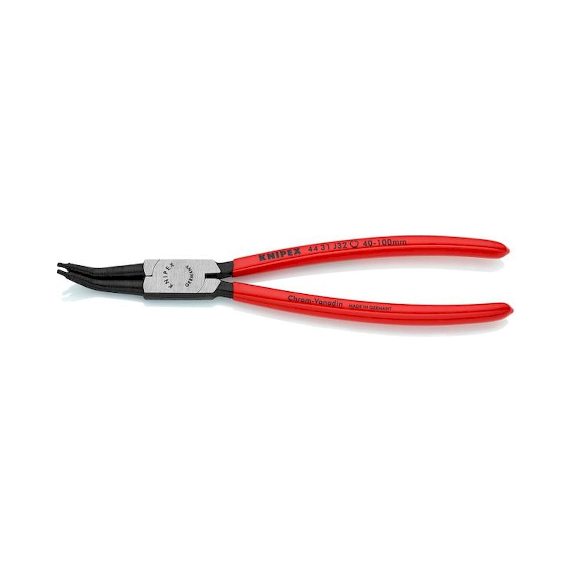 Knipex 44 31 J32. Circlip pliers for inner rings in bores angled 45 °, black atramentized, 225 mm