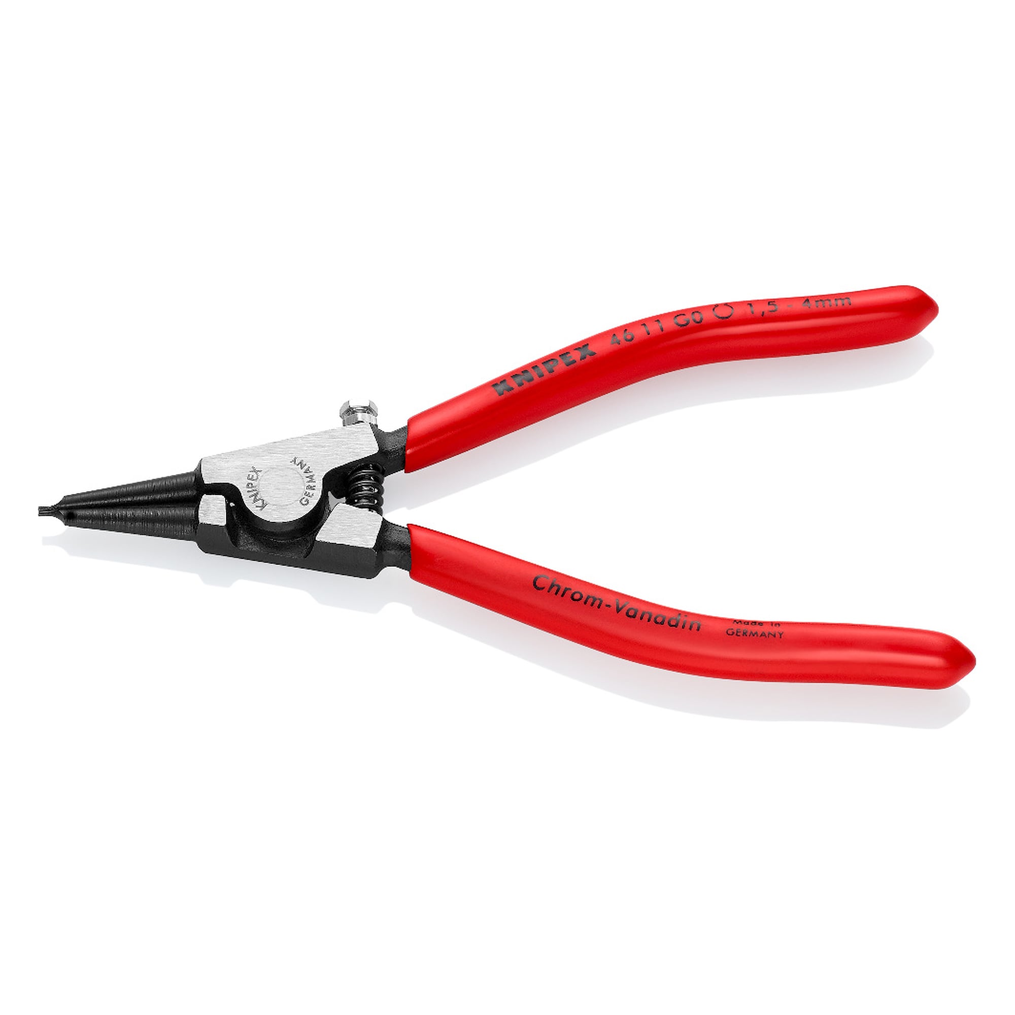 Pince pour circlips pour anneaux de préhension d'arbre Ø 1,5 - 4 mm, à ressort d'ouverture, 140 mm