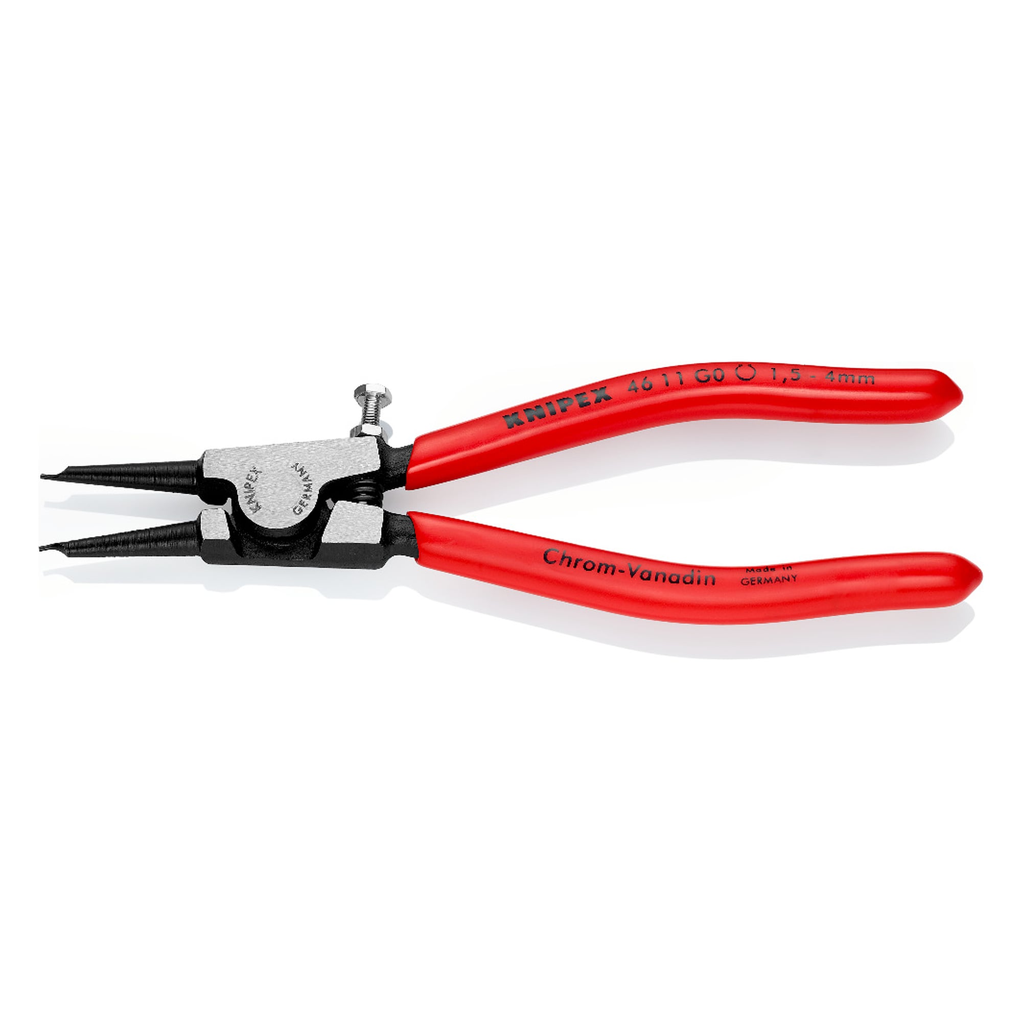 Pince pour circlips pour anneaux de préhension d'arbre Ø 1,5 - 4 mm, à ressort d'ouverture, 140 mm