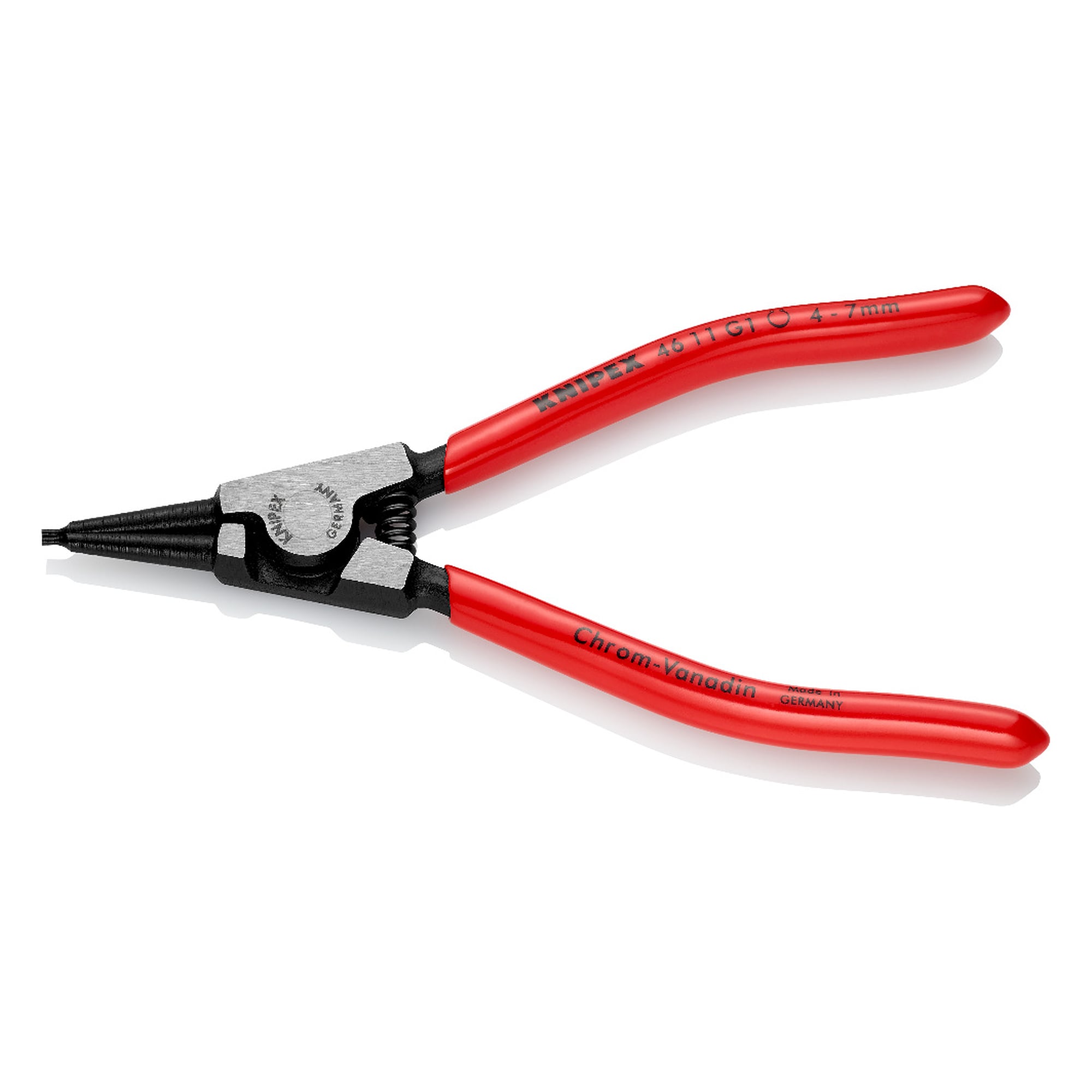 Pince pour circlips pour anneaux de préhension d'arbre Ø 4 - 7 mm, à ressort d'ouverture, 140 mm