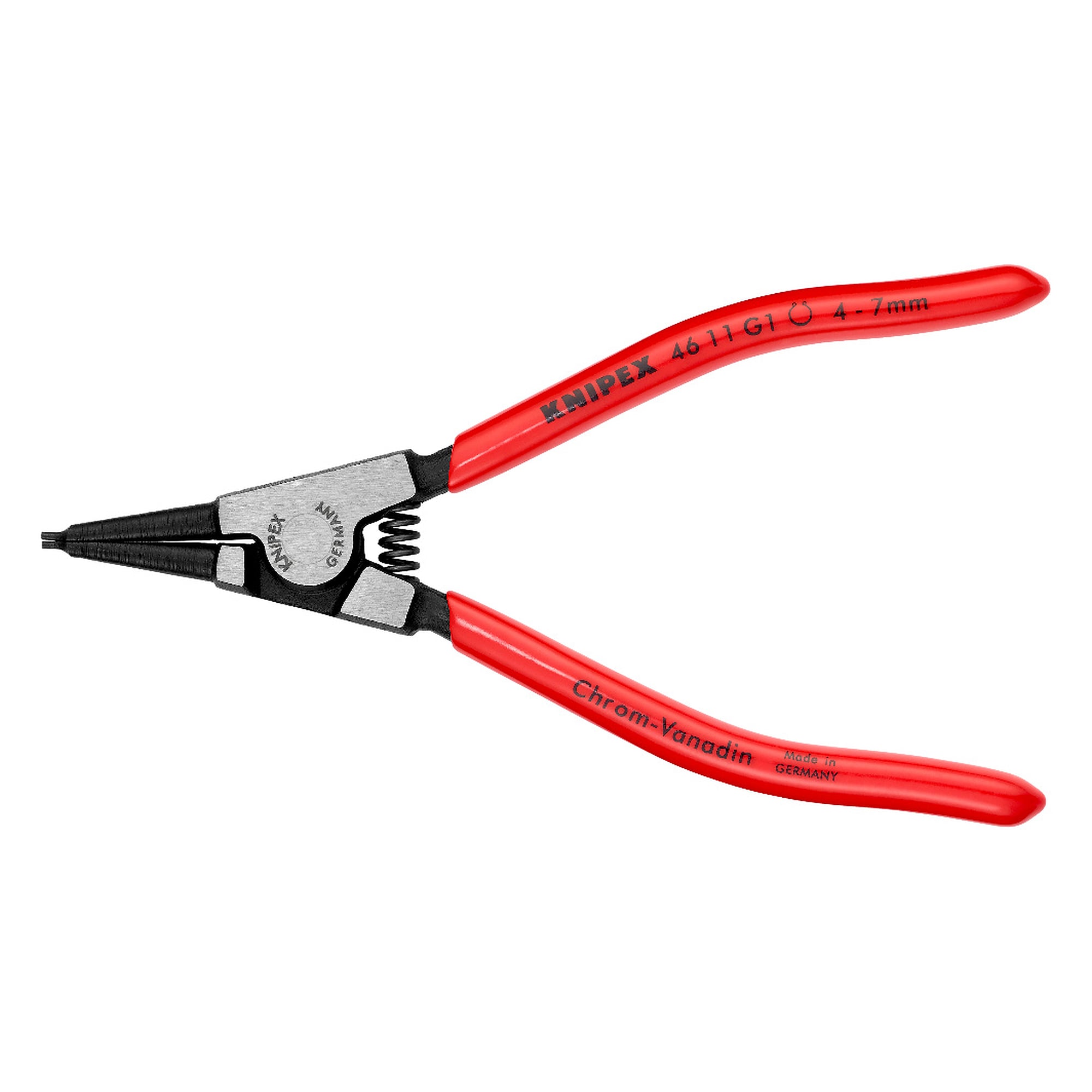 Pince pour circlips pour anneaux de préhension d'arbre Ø 4 - 7 mm, à ressort d'ouverture, 140 mm