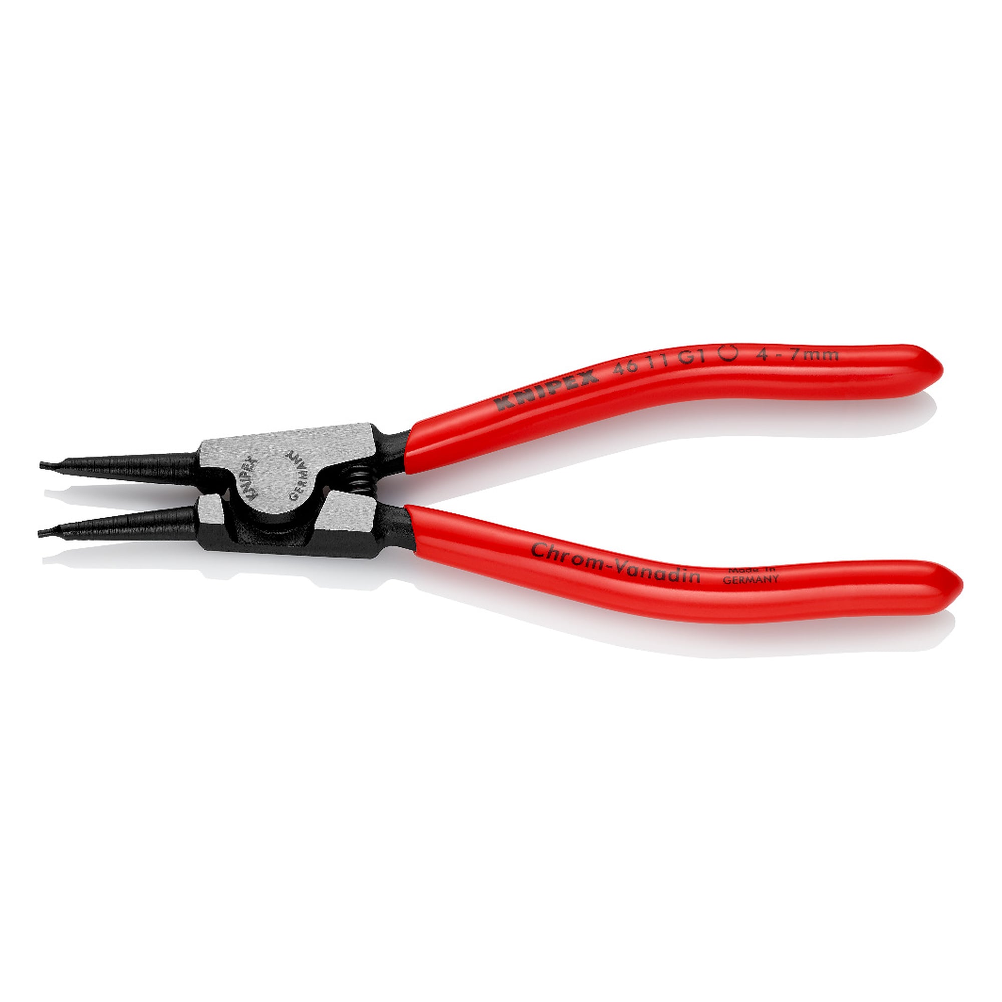 Pince pour circlips pour anneaux de préhension d'arbre Ø 4 - 7 mm, à ressort d'ouverture, 140 mm