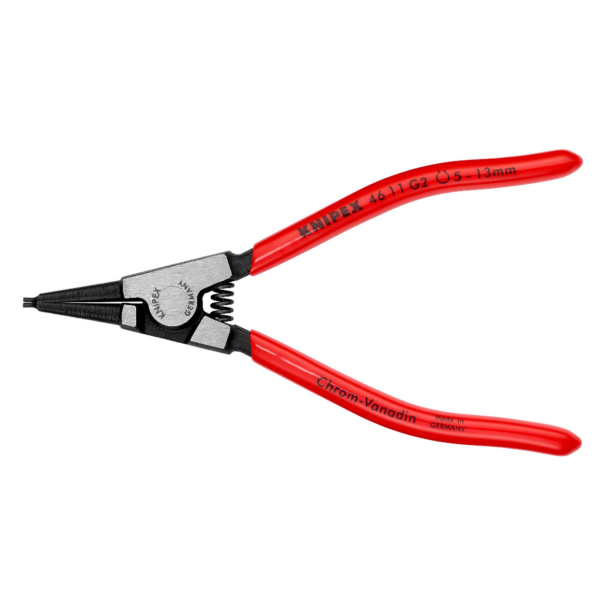 Pince pour circlips pour anneaux de préhension d'arbre Ø 5 - 13 mm, à ressort d'ouverture, 140 mm