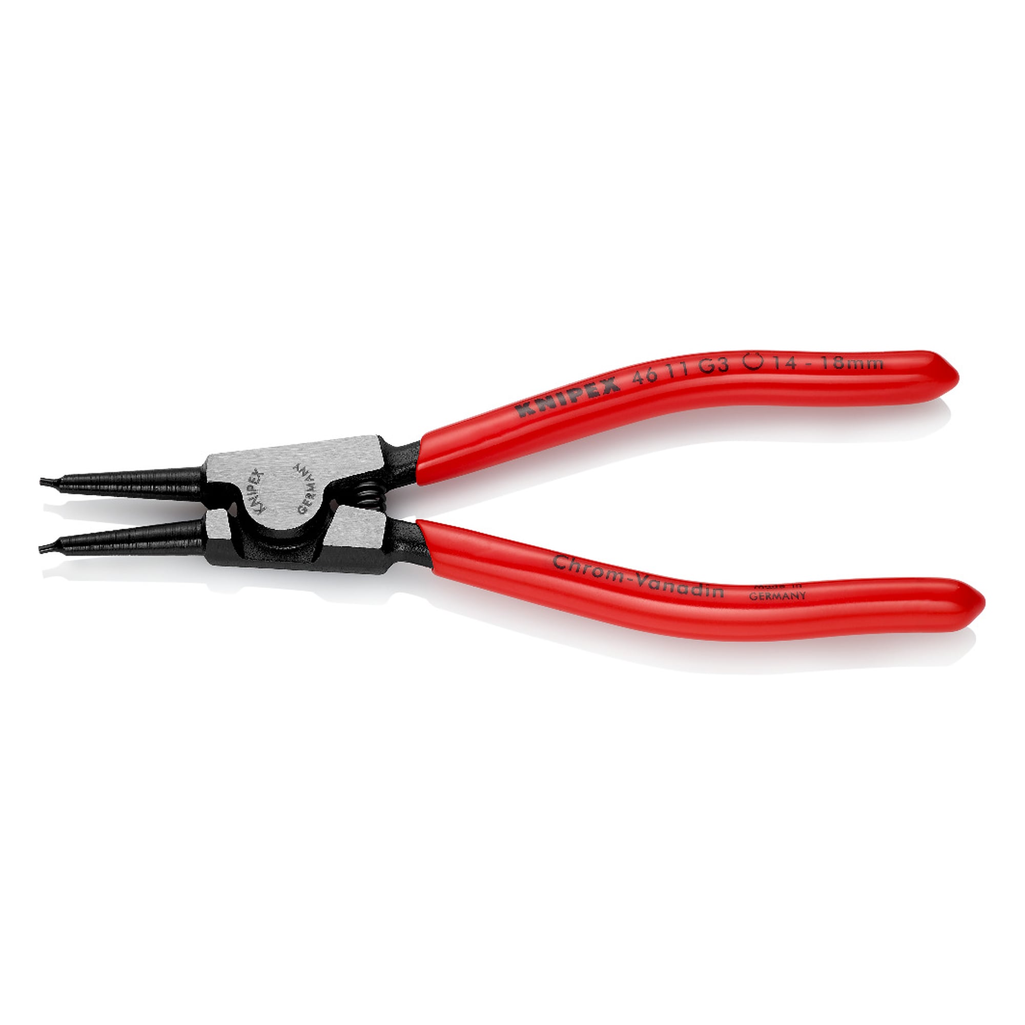 Circlip pliers for grip rings on shafts Ø 14 - 18 mm, with opening spring, 140 mm