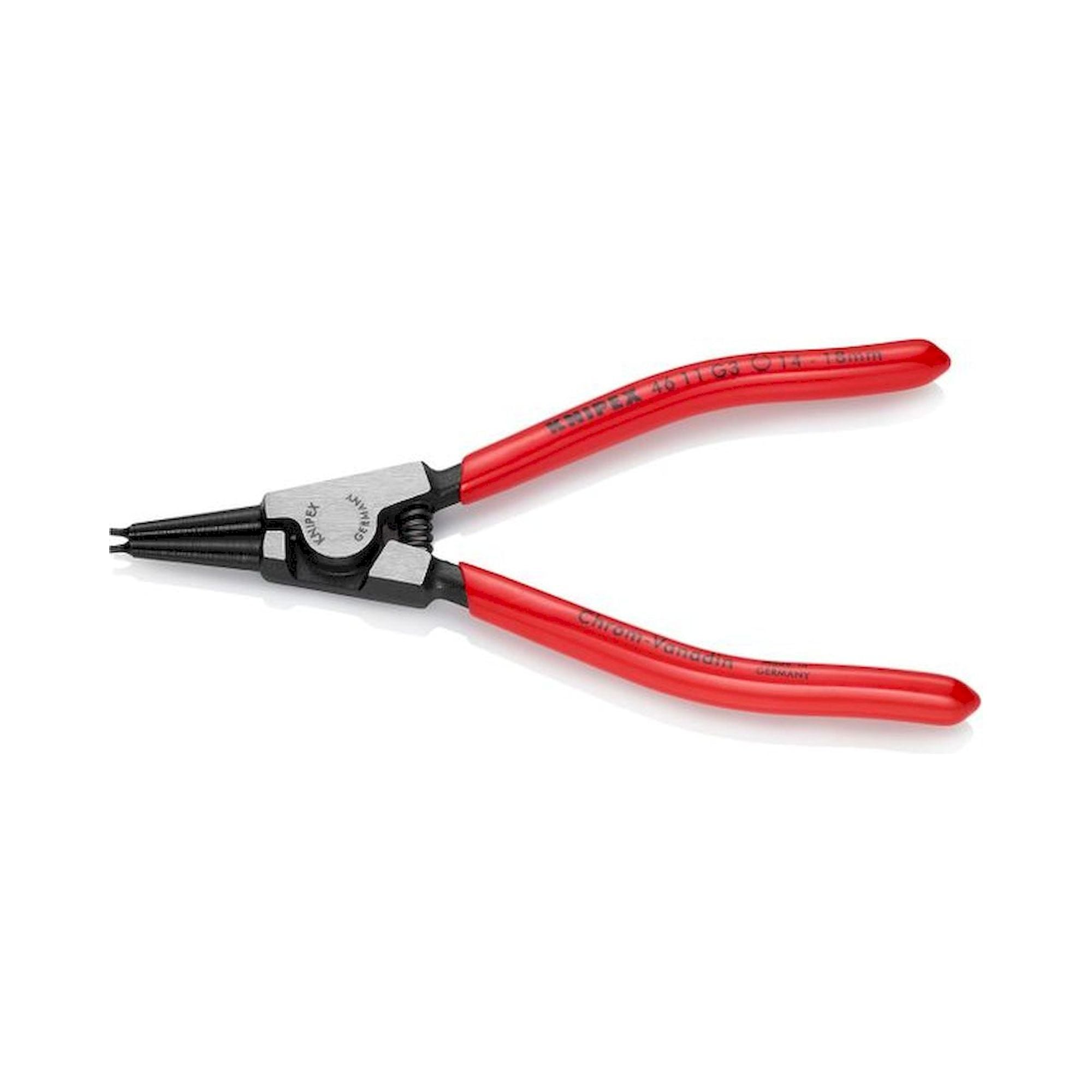 Knipex 46 11 G3. Circlip pliers for hand rings on shafts, black atramentized, 140 mm