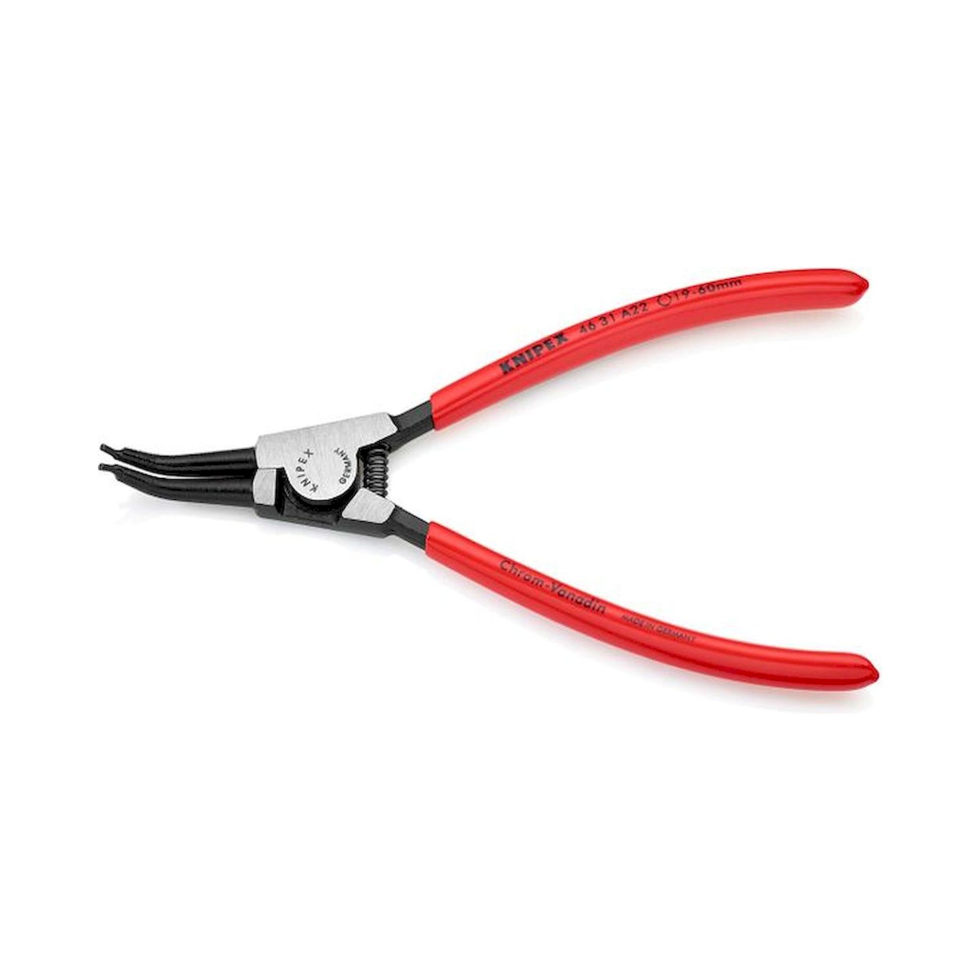 Knipex 46 31 A22. Sicherungsringzange für Außenringe auf Wellen 45° gewinkelt, schwarz atramentiert, 185 mm