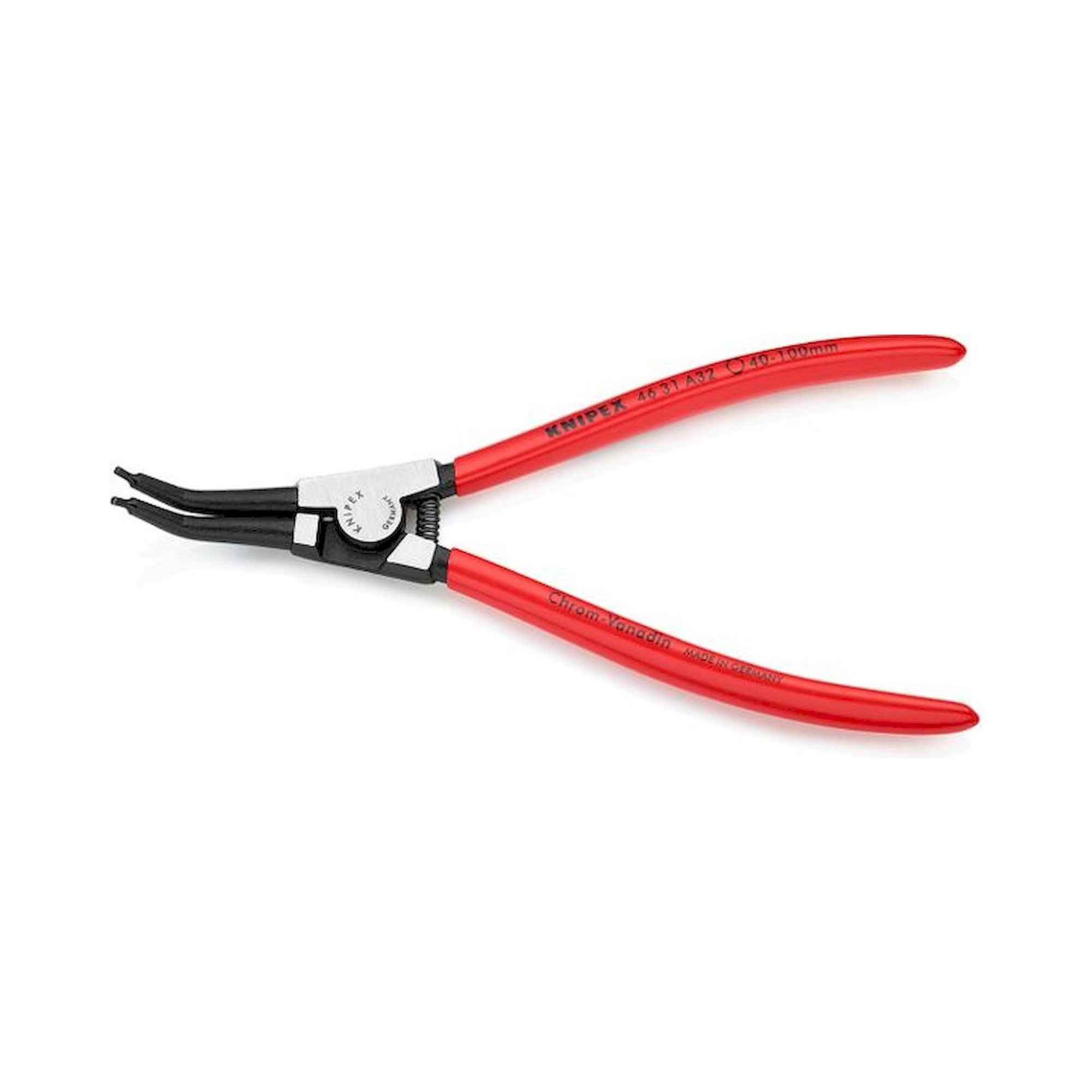 Knipex 46 31 A32. Circlip pliers for outer rings on shafts angled 45 °, black atramentized, 210 mm