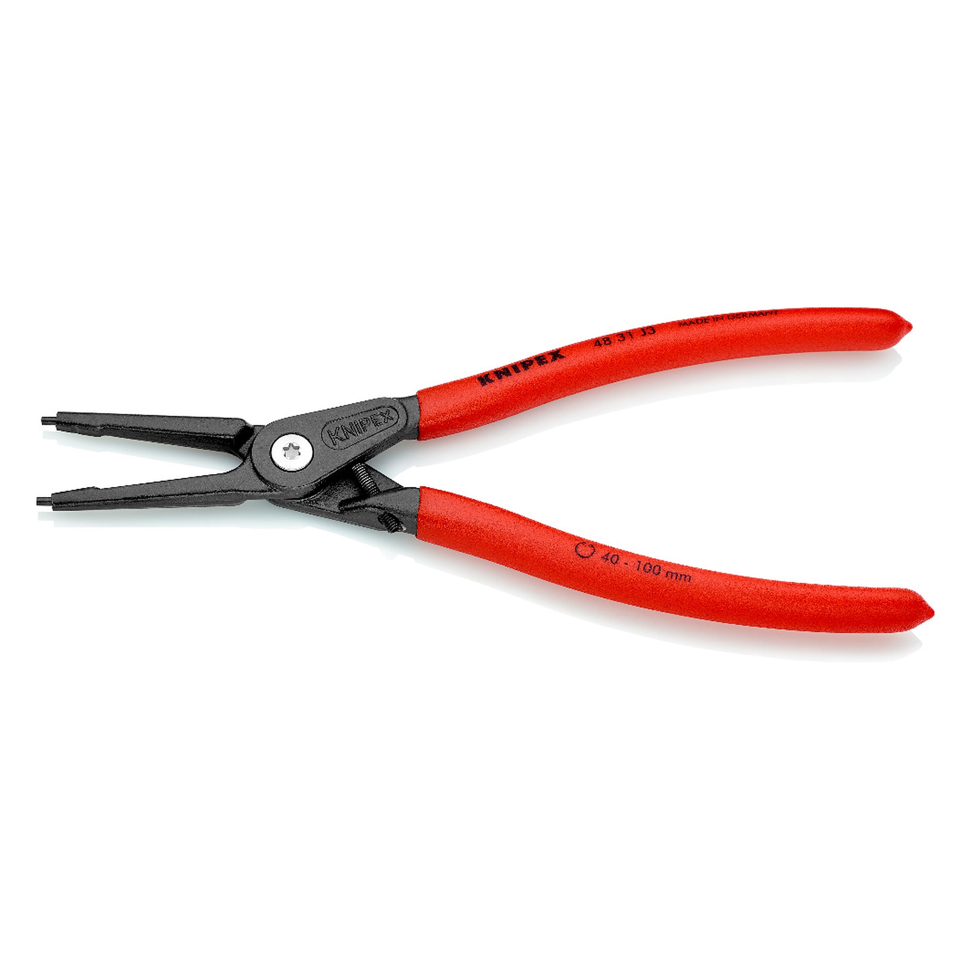 Precision circlip pliers for internal circlips in bore holes with overexpansion guard, 225 mm