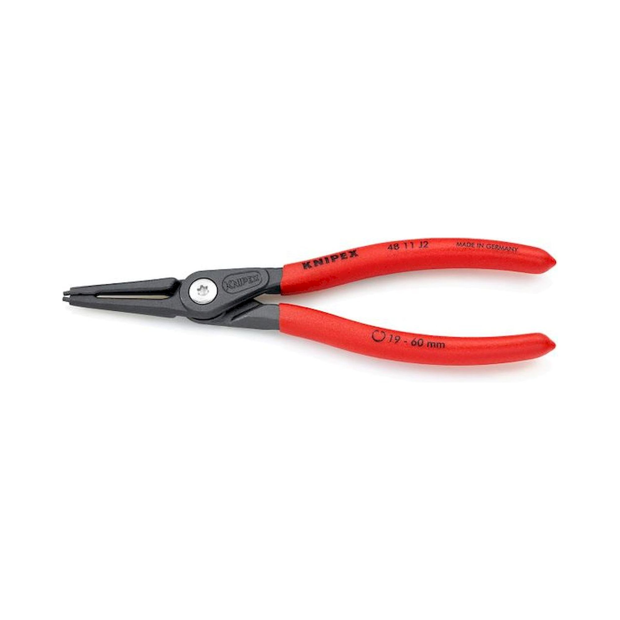 Knipex 48 11 J2. Precision circlip pliers for inner rings in bores, gray atramentized, 180 mm