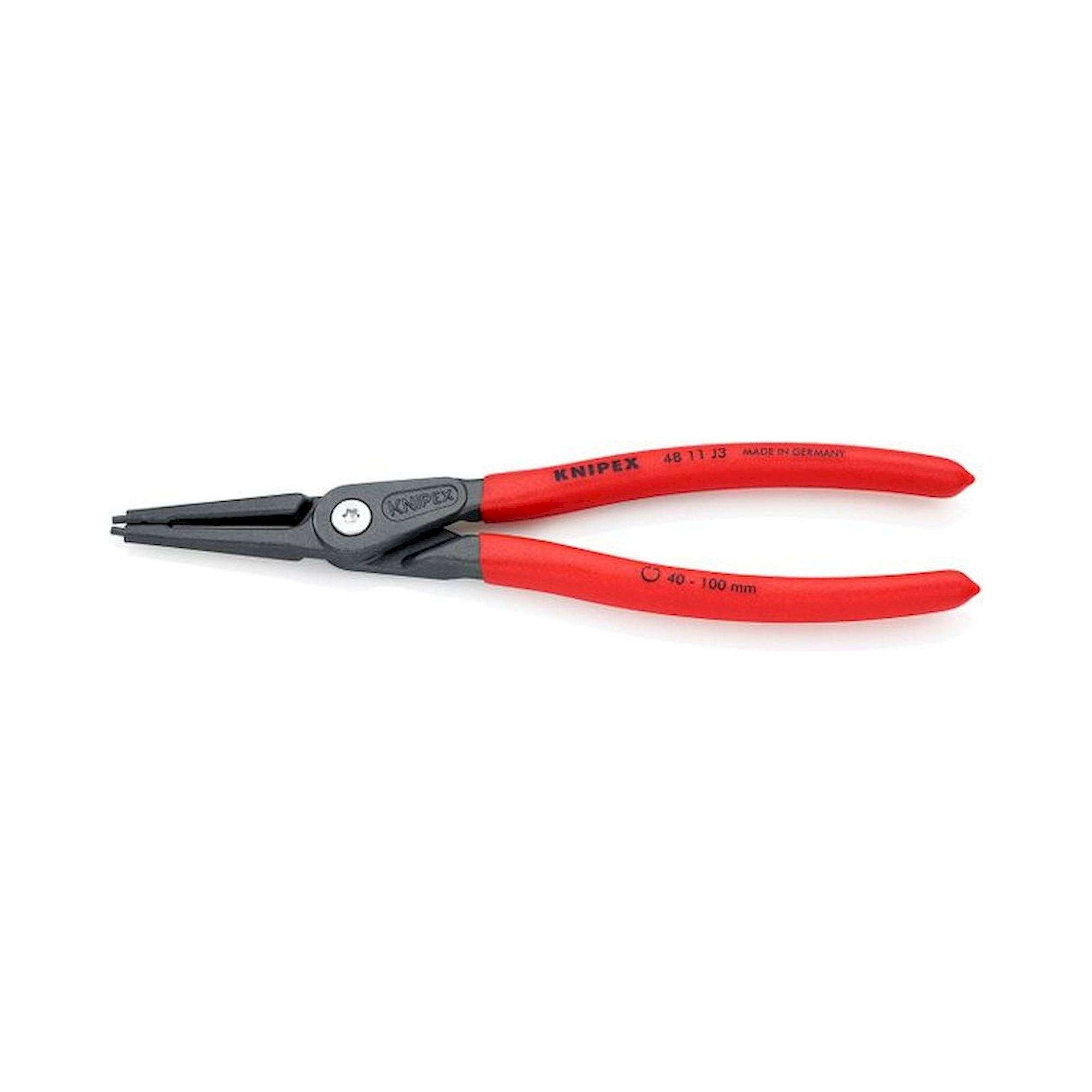 Knipex 48 11 J3. Precision circlip pliers for inner rings in bores, gray atramentized, 225 mm