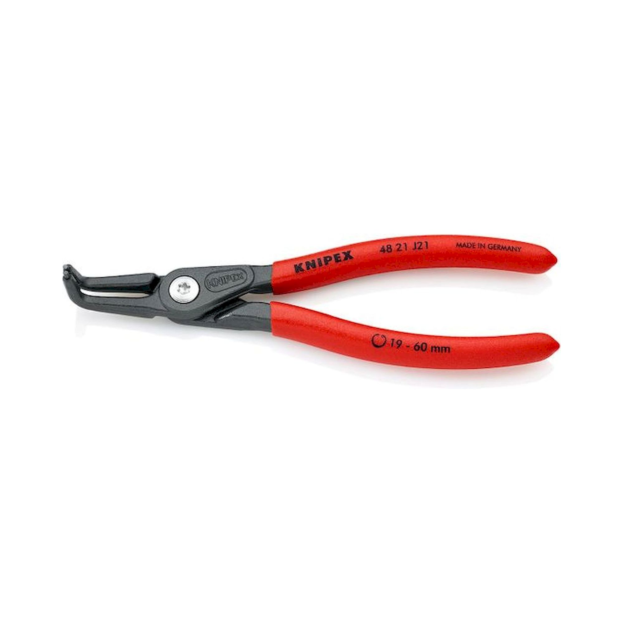 Knipex 48 21 J21. Precision circlip pliers for inner rings in bores, gray atramentized, 165 mm