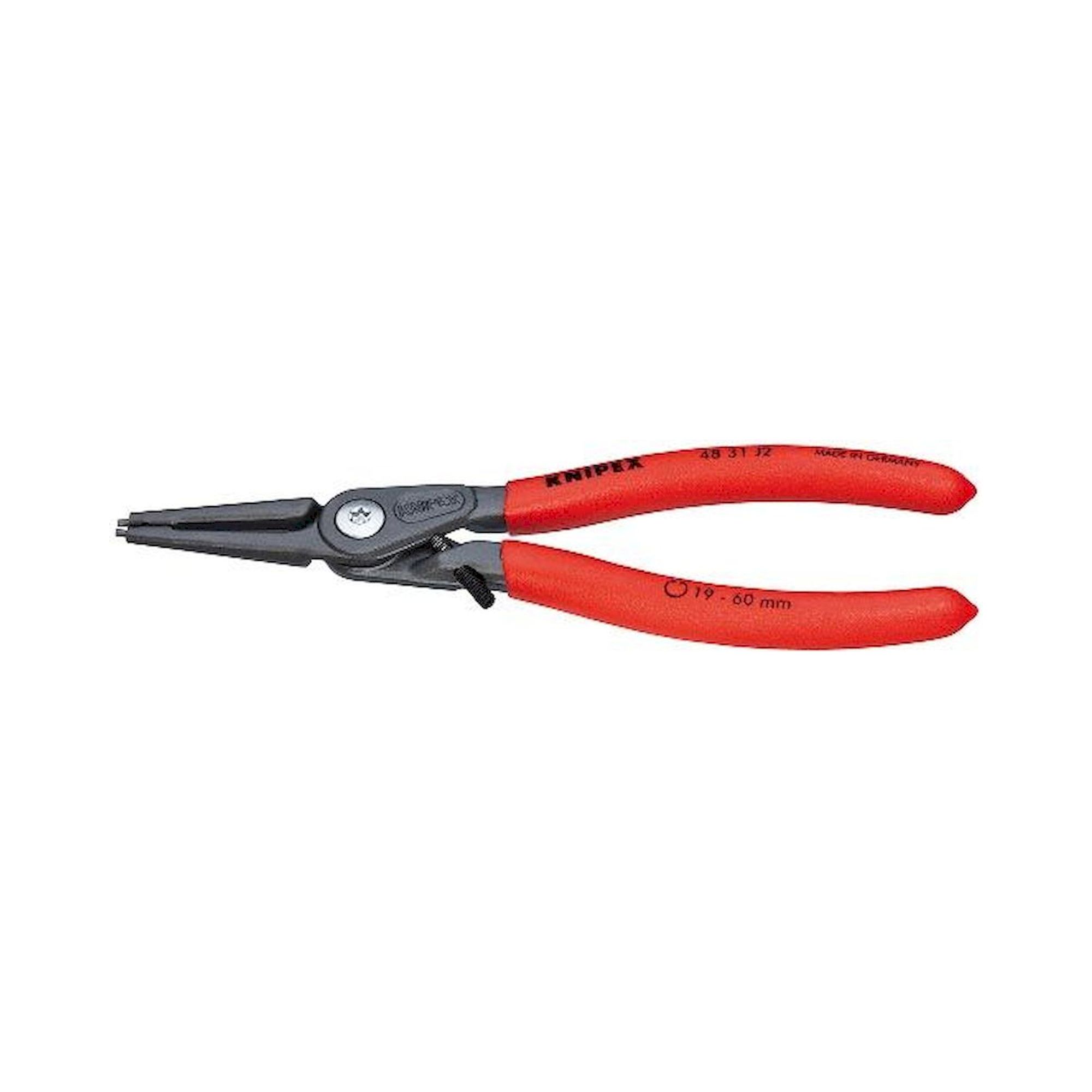 Knipex 48 31 J1. Präzisions-Sicherungsringzange für Innenringe in Bohrungen mit Überdehnungsschutz, grau atramentiert, 140 mm