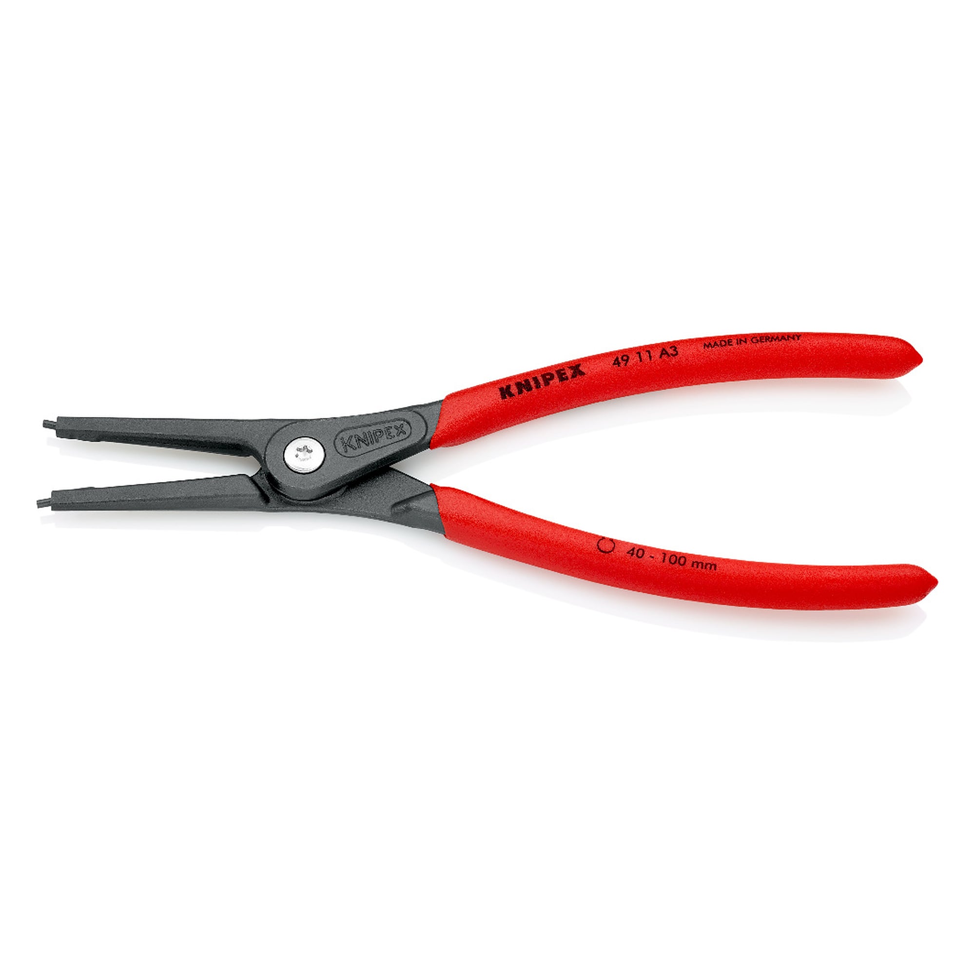 Pince de précision pour circlips extérieurs d'arbre, Ø d'arbre 40 - 100 mm, 225 mm