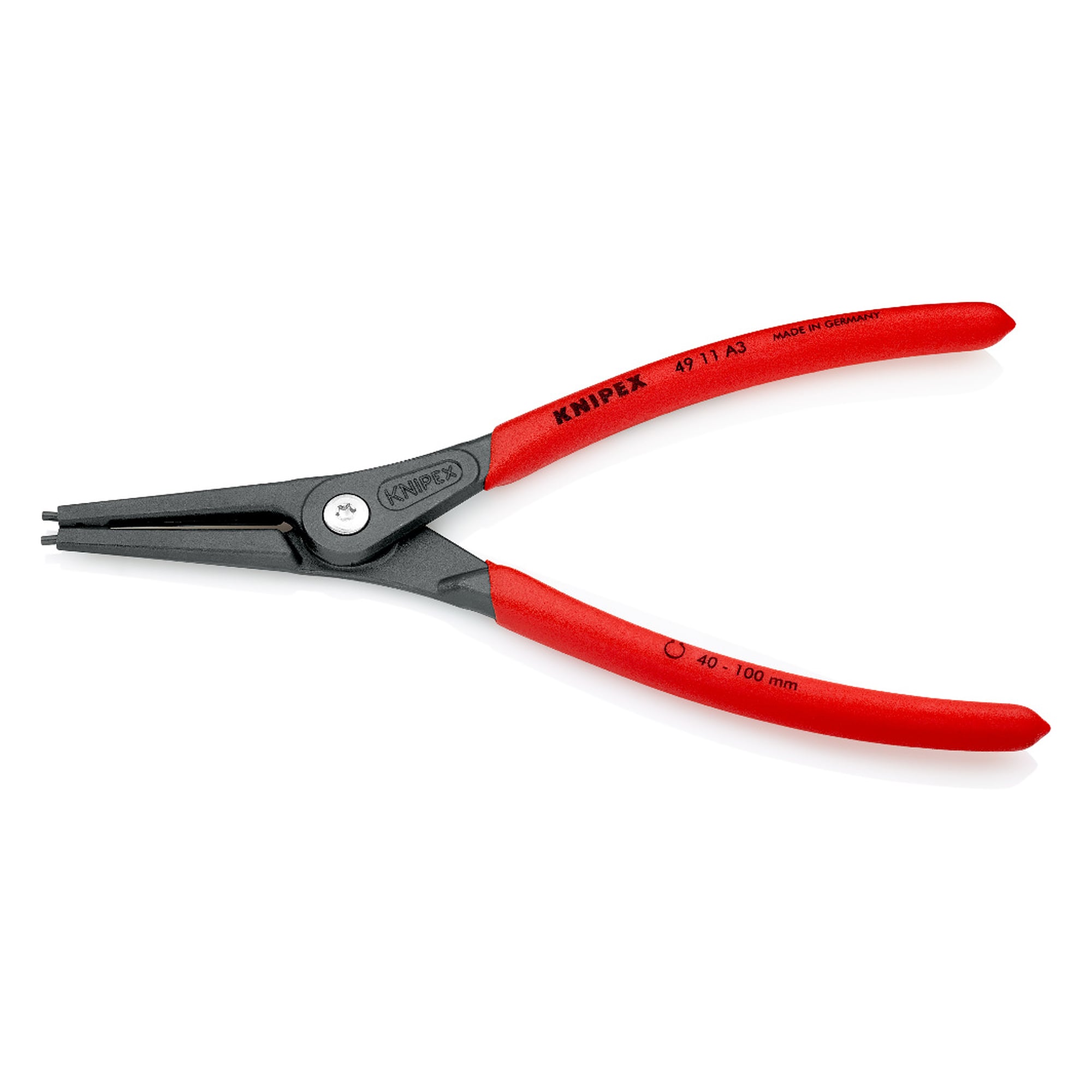 Pince de précision pour circlips extérieurs d'arbre, Ø d'arbre 40 - 100 mm, 225 mm