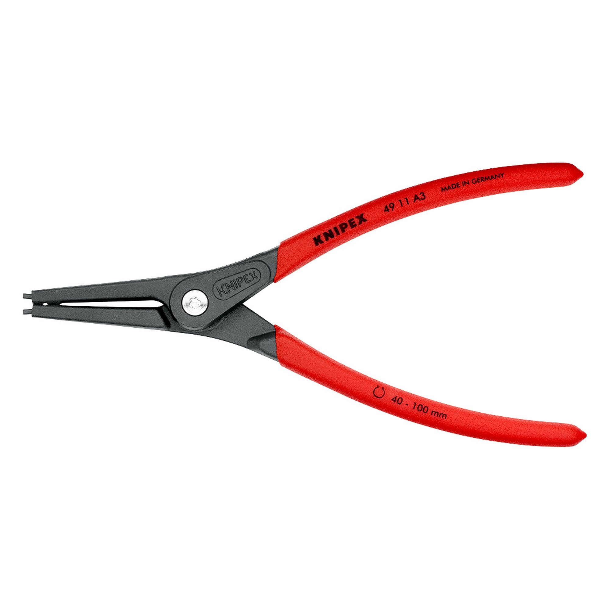Pince de précision pour circlips extérieurs d'arbre, Ø d'arbre 40 - 100 mm, 225 mm