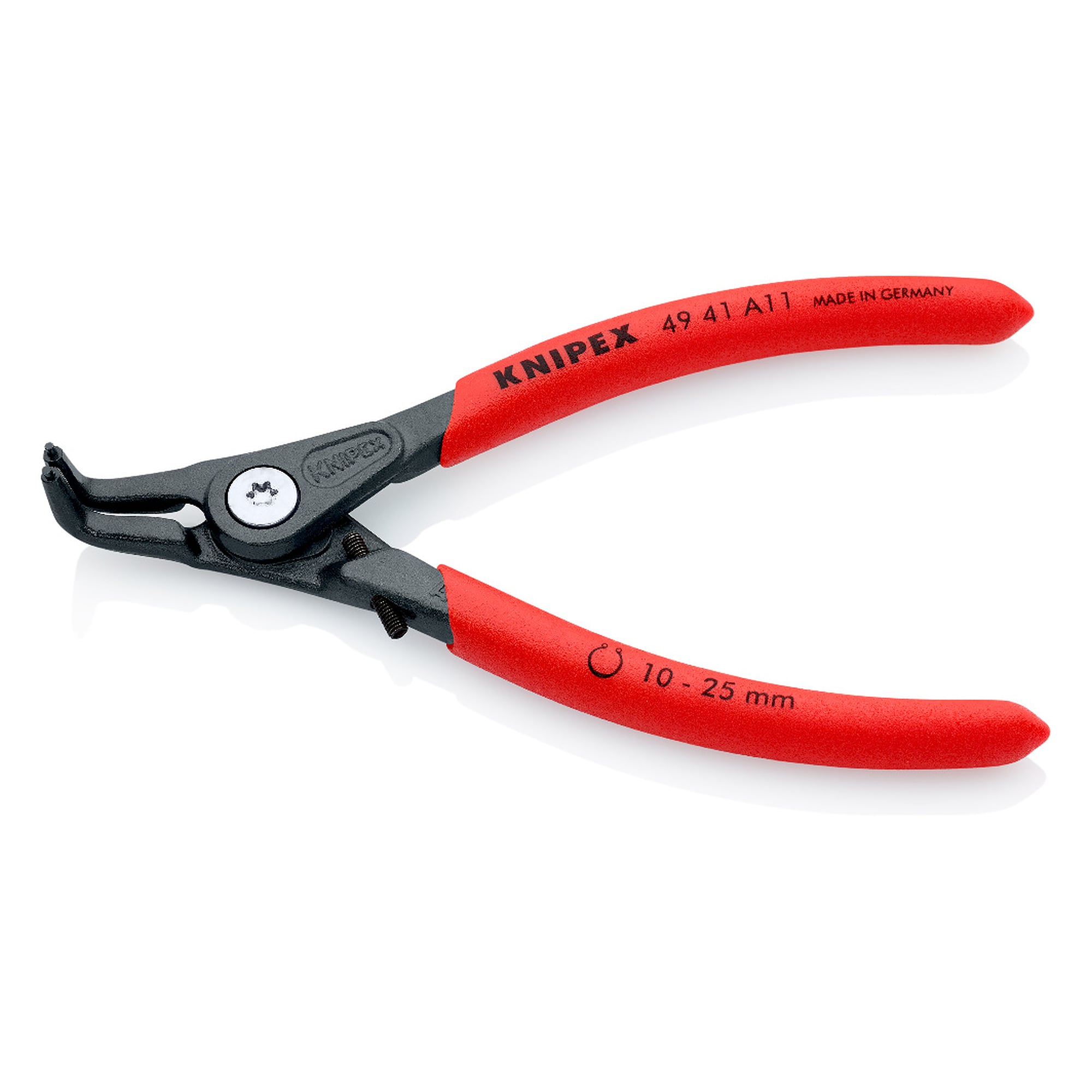 Precision circlip pliers for external circlips on shafts, forged, slim head, 130 mm