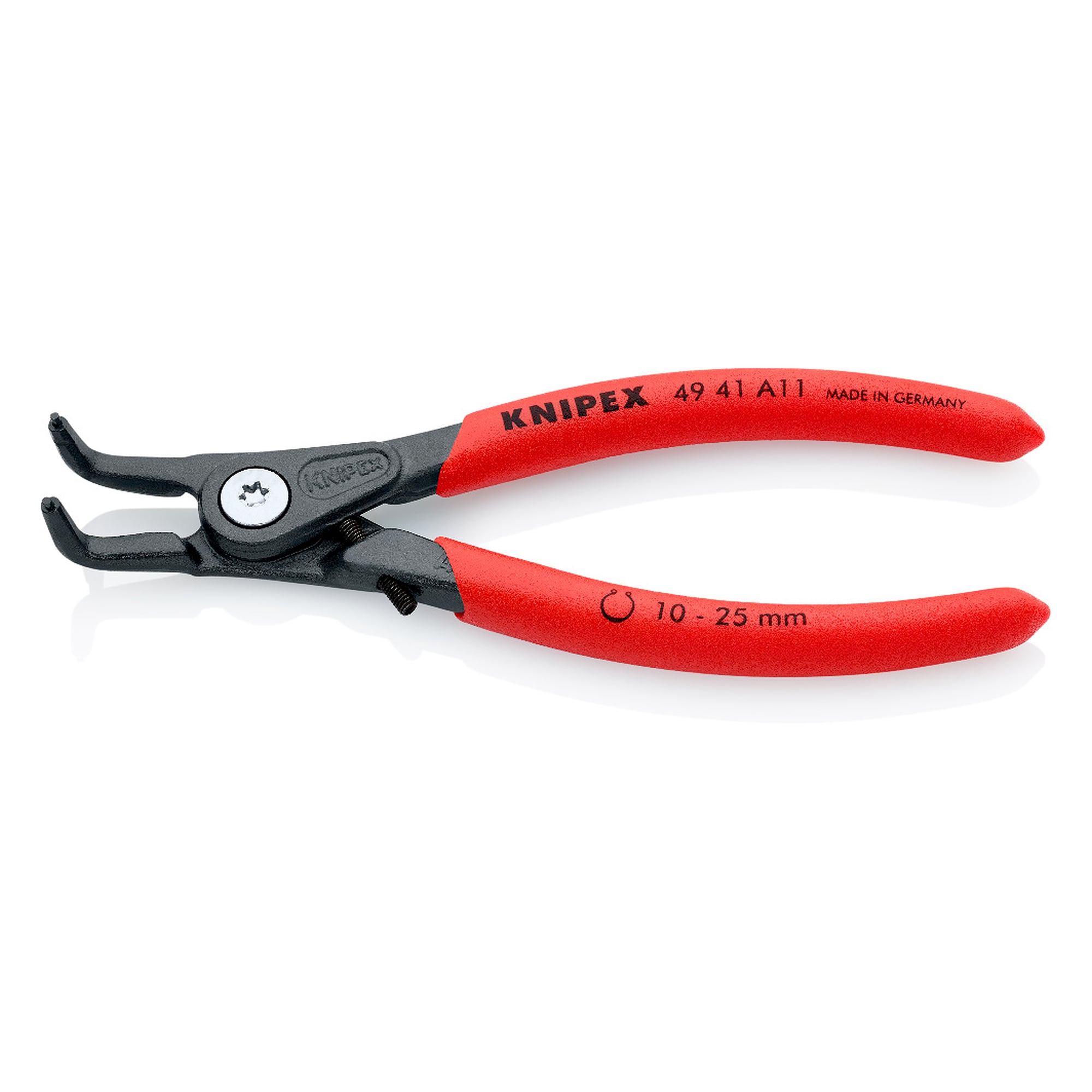 Precision circlip pliers for external circlips on shafts, forged, slim head, 130 mm