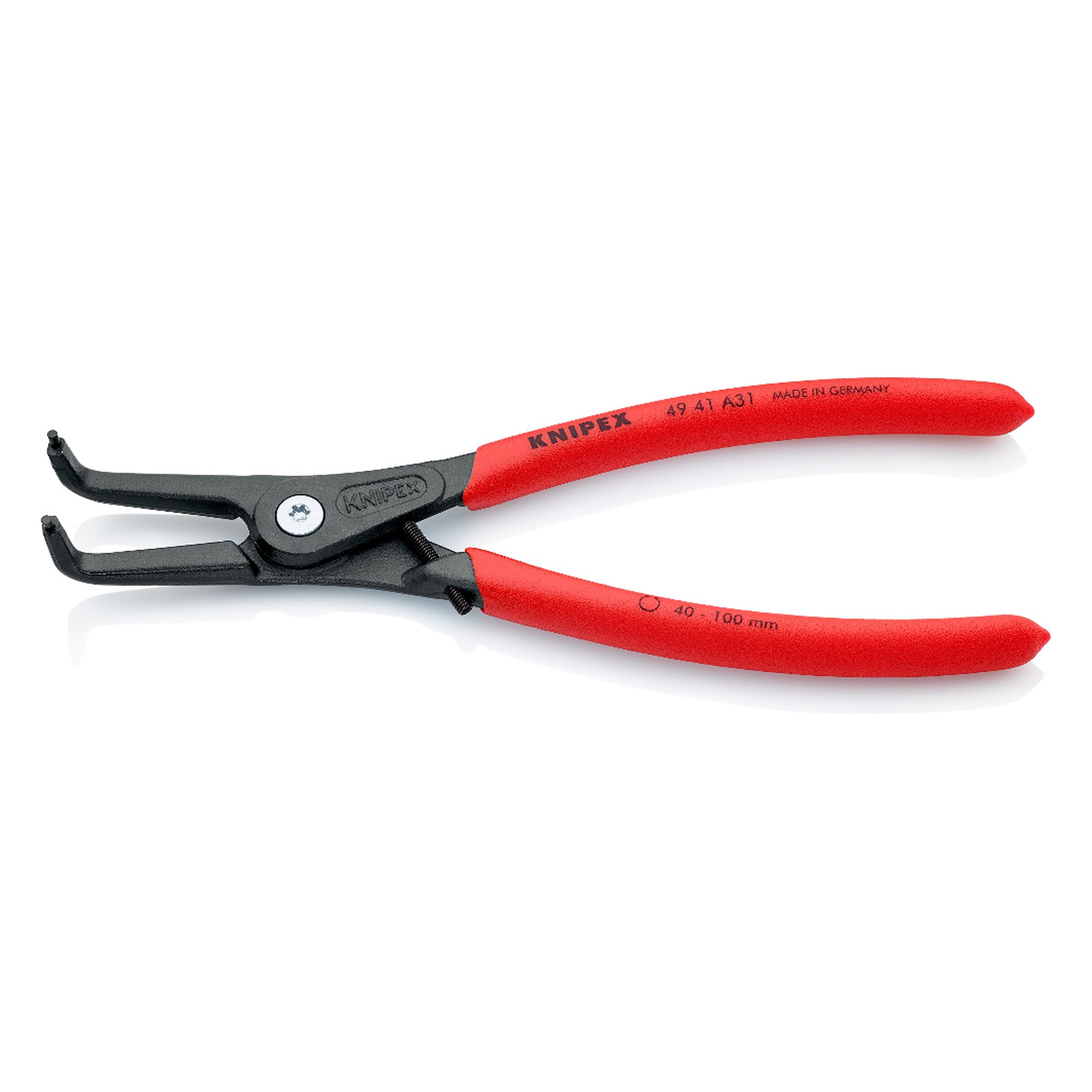 Precision circlip pliers for external circlips on shafts, forged, slim head, 210 mm