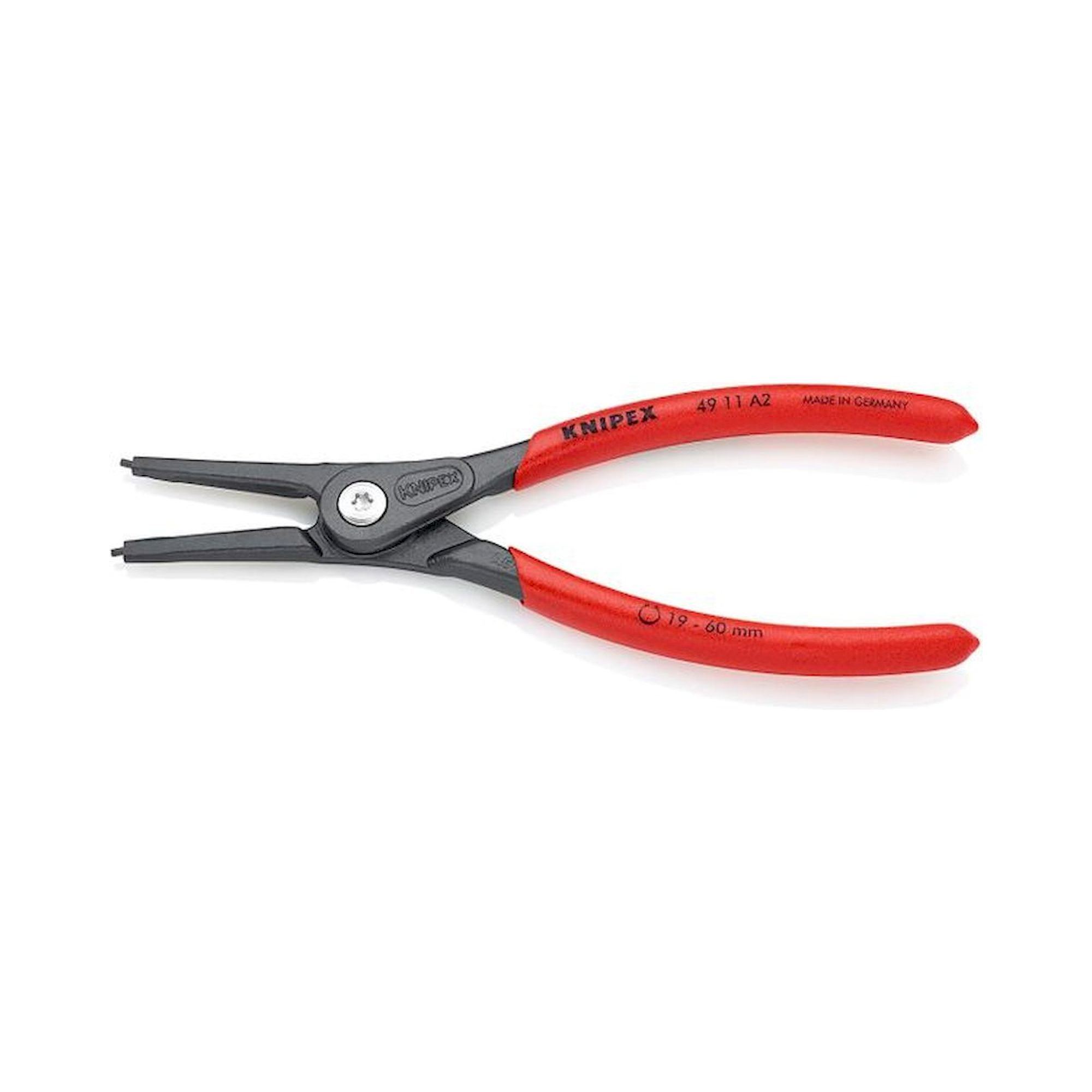 Knipex 49 11 A2. Precision circlip pliers for outer rings on shafts, gray atramentized, 180 mm