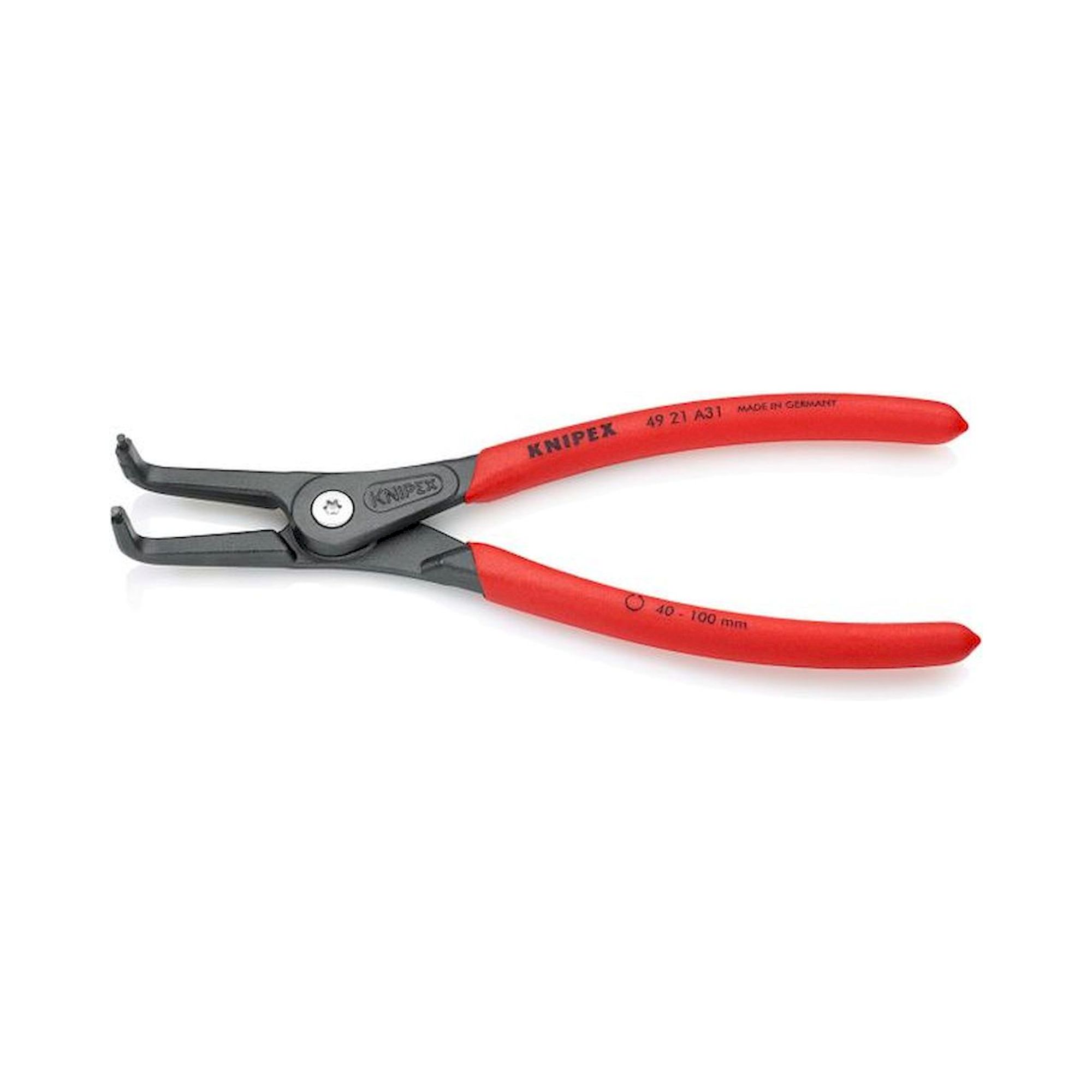 Knipex 49 21 A31. Precision circlip pliers for outer rings on shafts, gray atramentized, 210 mm
