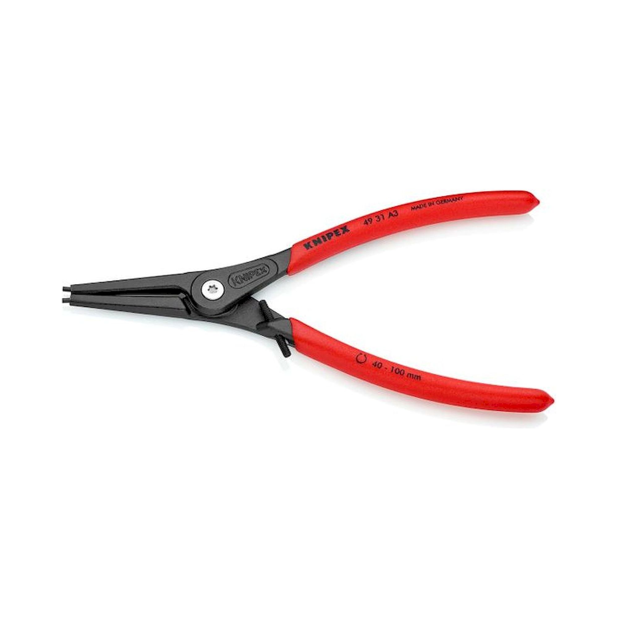 Knipex 49 31 A3. Precision circlip pliers for outer rings on shafts with overstretch protection, gray atramentized, 225 mm
