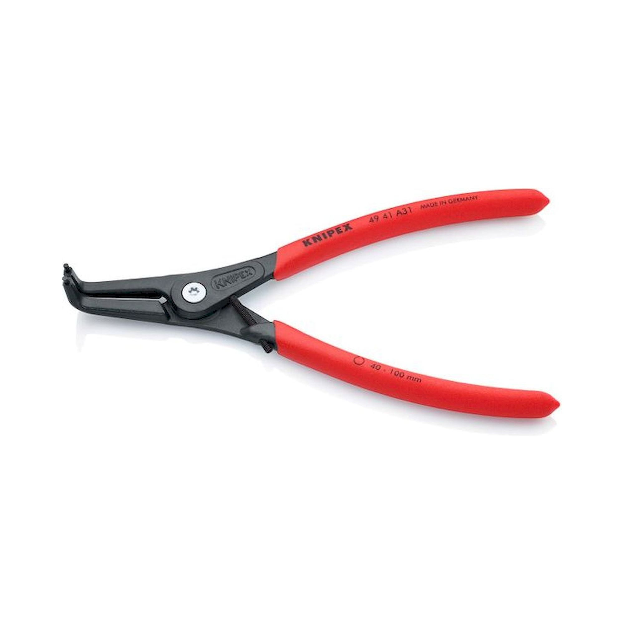 Knipex 49 41 A31. Precision circlip pliers for outer rings on shafts, gray atramentized, 210 mm