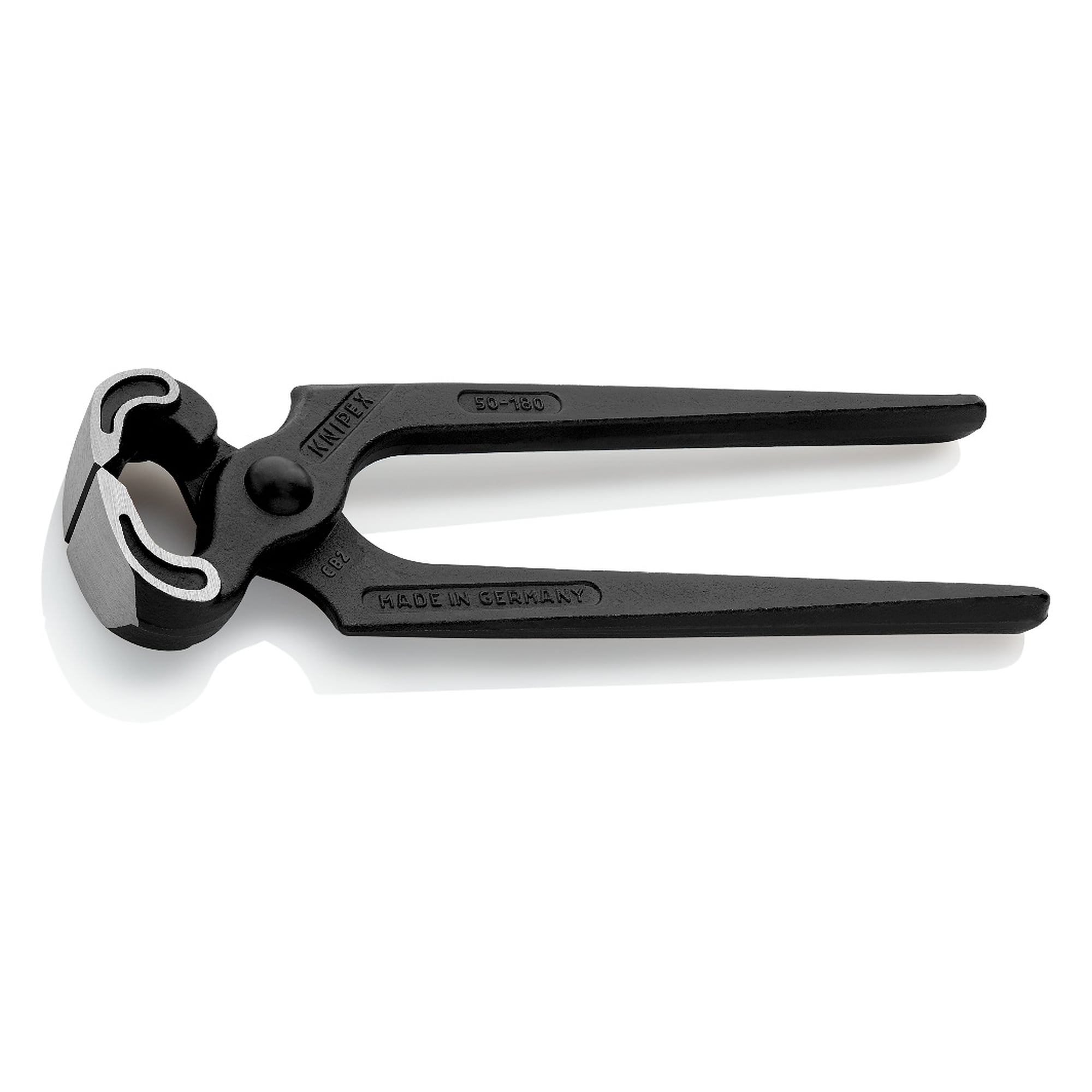 Carpenters' pincers black atramentized, 23 mm cutting edge length, edges 60 HRC, 180 mm