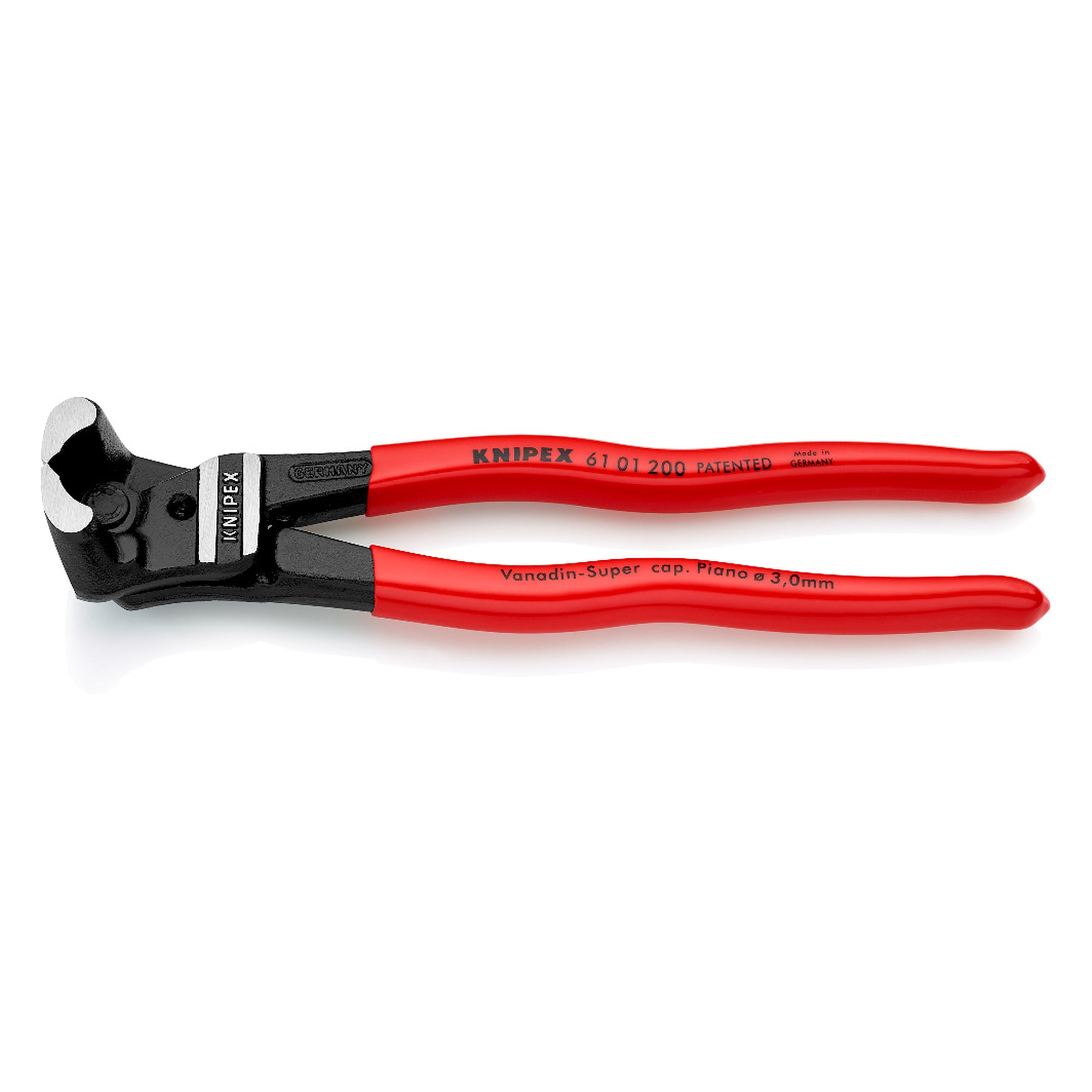 Bolt end cutting nippers with high lever transmission, hard wire 3.5 mm, 64 HRC edges, 200 mm