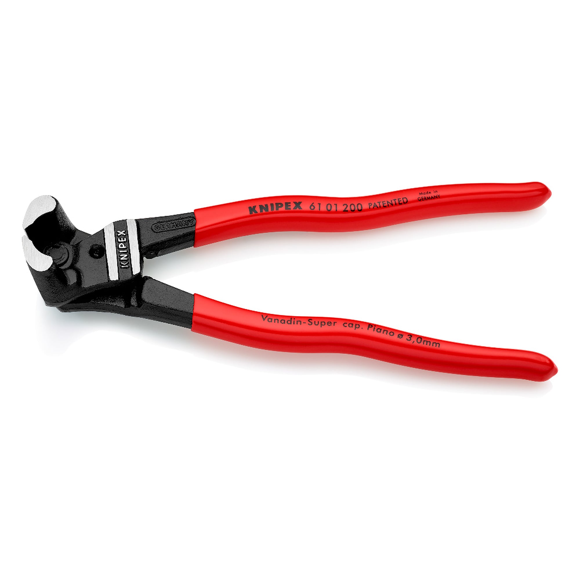 Bolt end cutting nippers with high lever transmission, hard wire 3.5 mm, 64 HRC edges, 200 mm