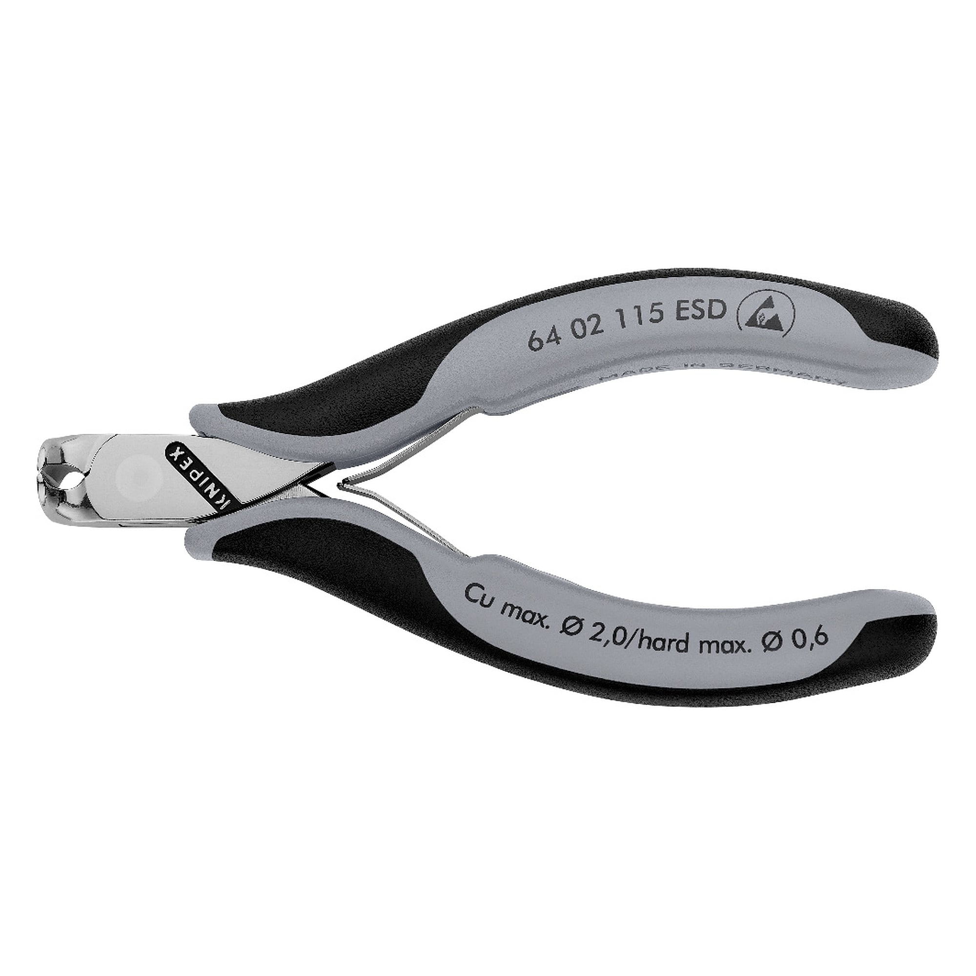Electronics end cutting nippers ESD with dissipative handles, edges from 56 HRC, 115 mm