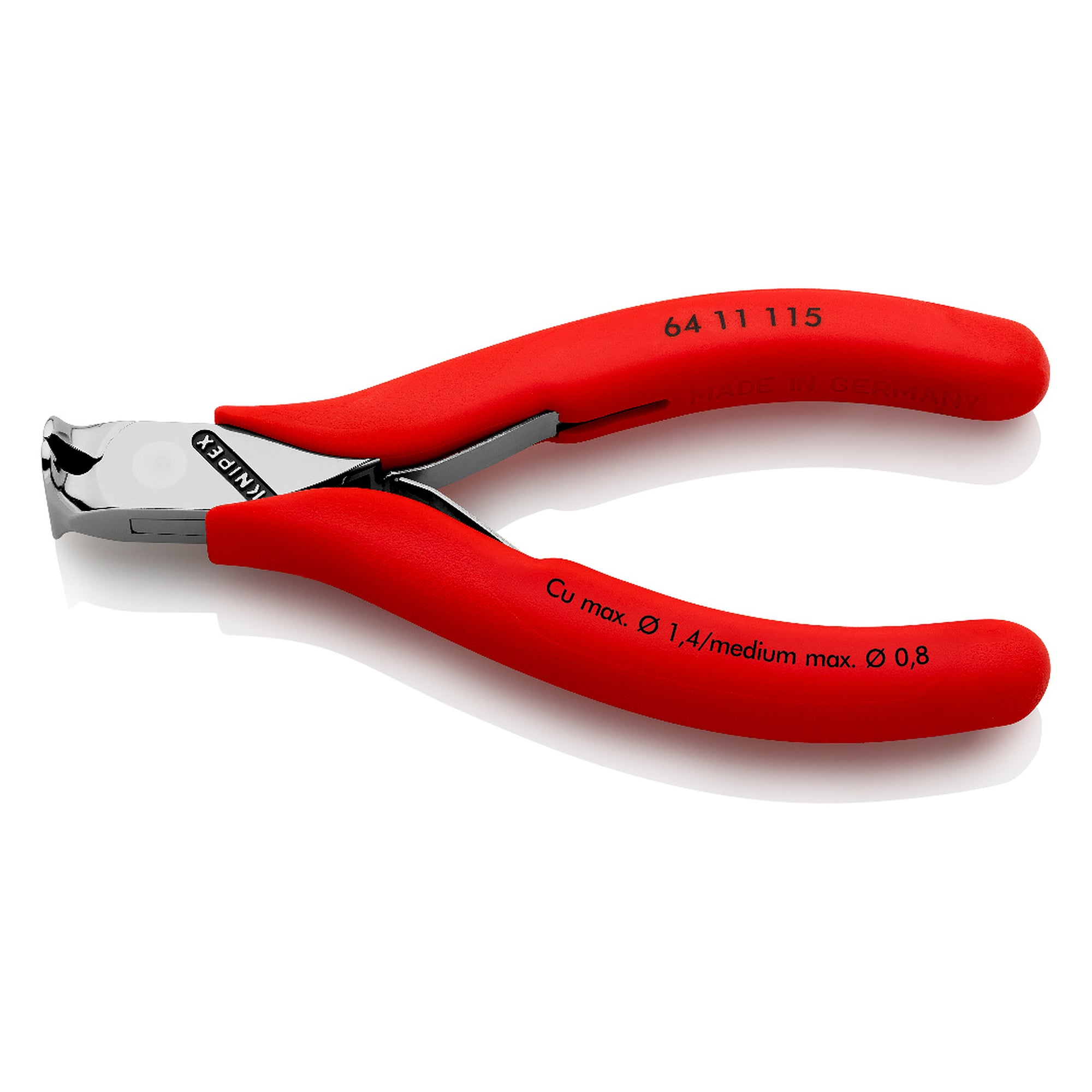 Electronics end cutting nippers without bevel, 12 mm jaw length, 115 mm