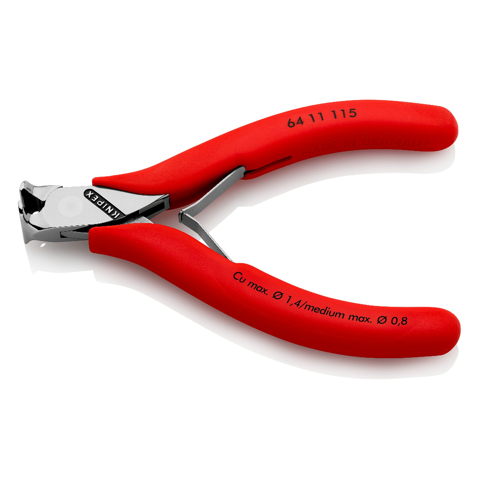 Electronics end cutting nippers without bevel, 12 mm jaw length, 115 mm