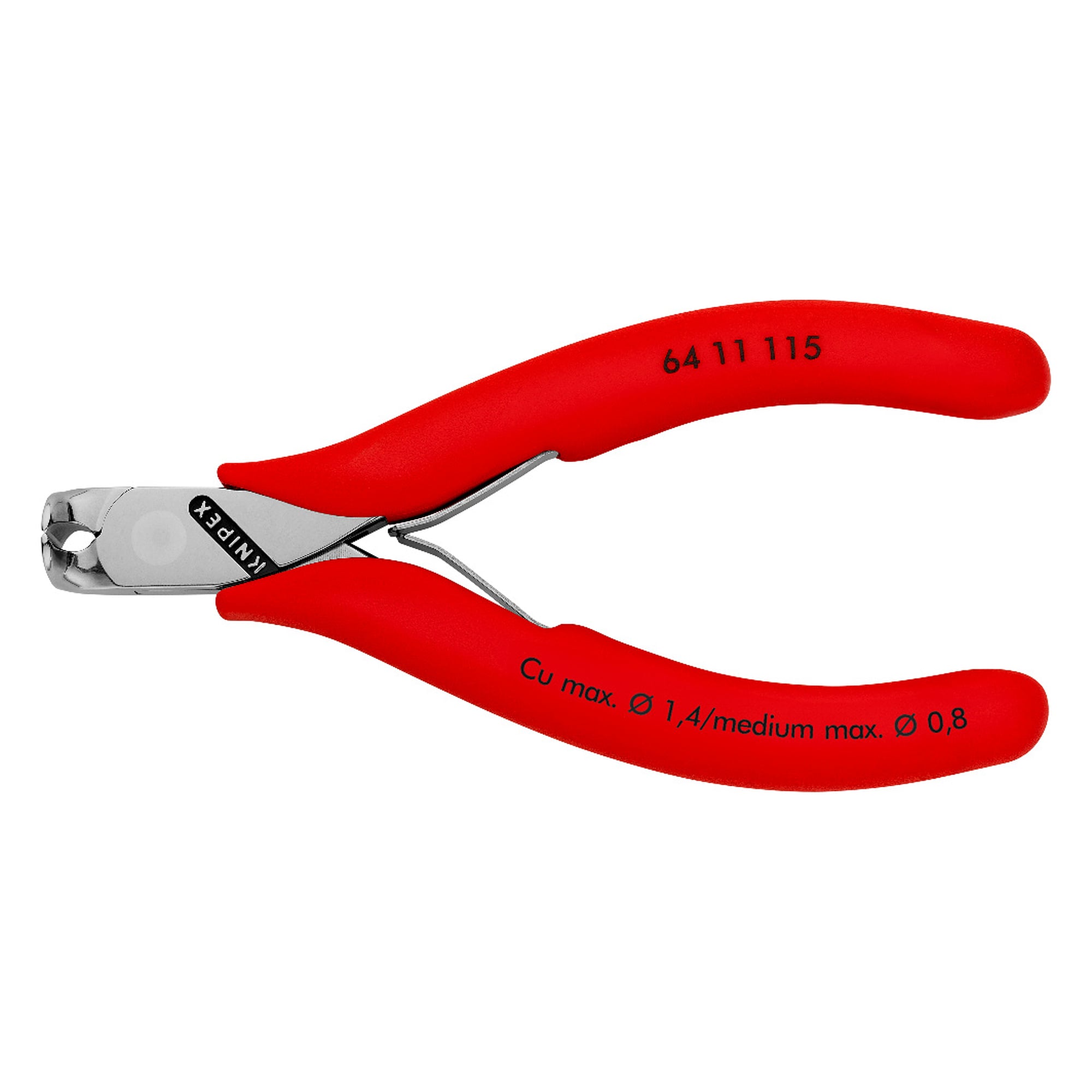 Electronics end cutting nippers without bevel, 12 mm jaw length, 115 mm