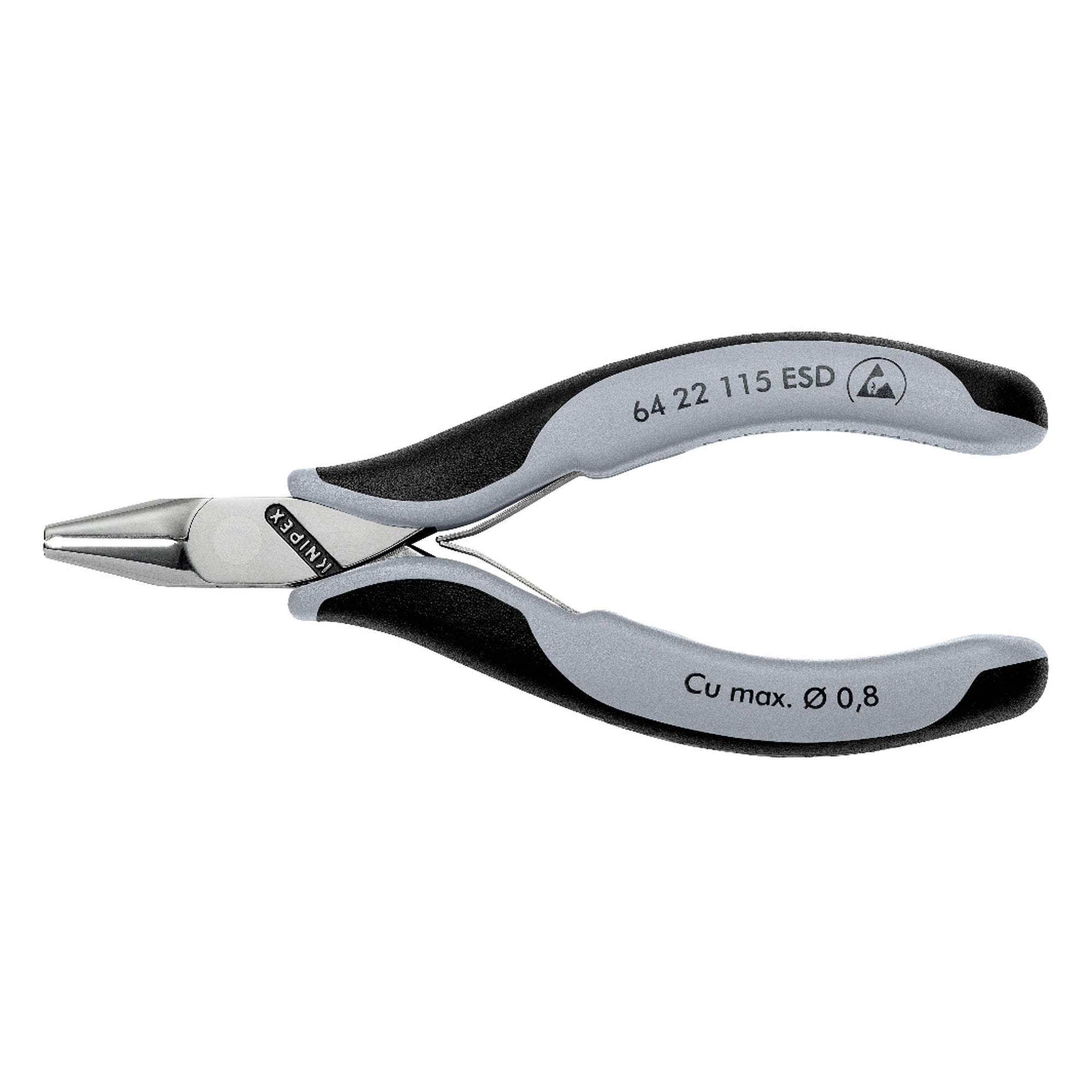 Electronics end cutting nippers ESD, dissipative handles, soft wire 0.8 mm dia., 115 mm