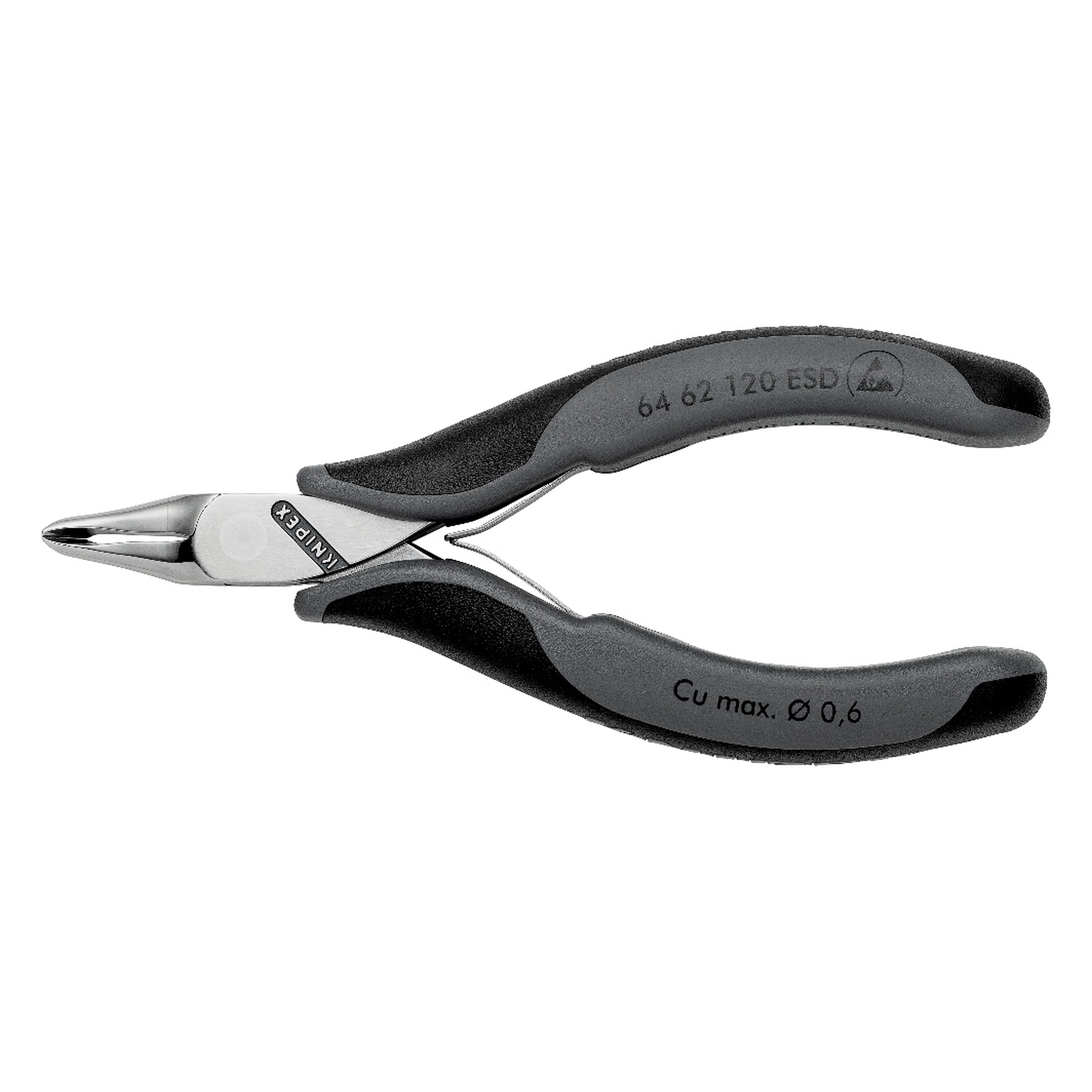 ESD electronics end cutting nipper with dissipative handles, soft wire 0.6 mm dia., 120 mm