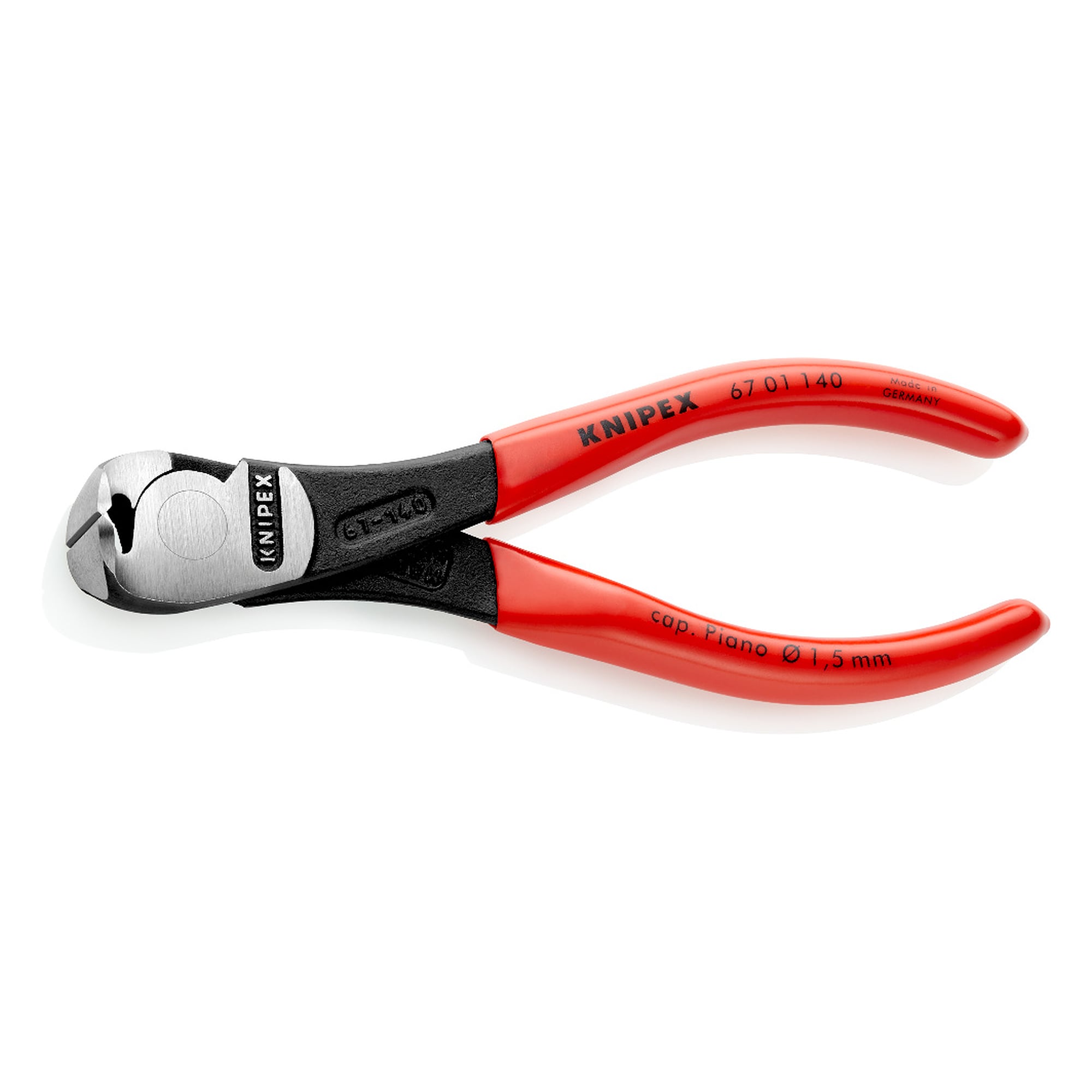 High leverage end cutting nipper for wire up to 4 mm dia., 64 HRC edges, 140 mm