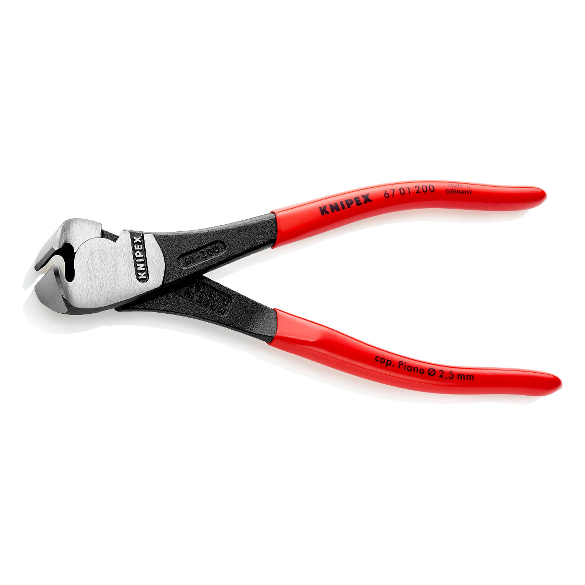 Pince coupante de devant à forte démultiplication, fil dur Ø 3,0 mm, 64 HRC, 200 mm