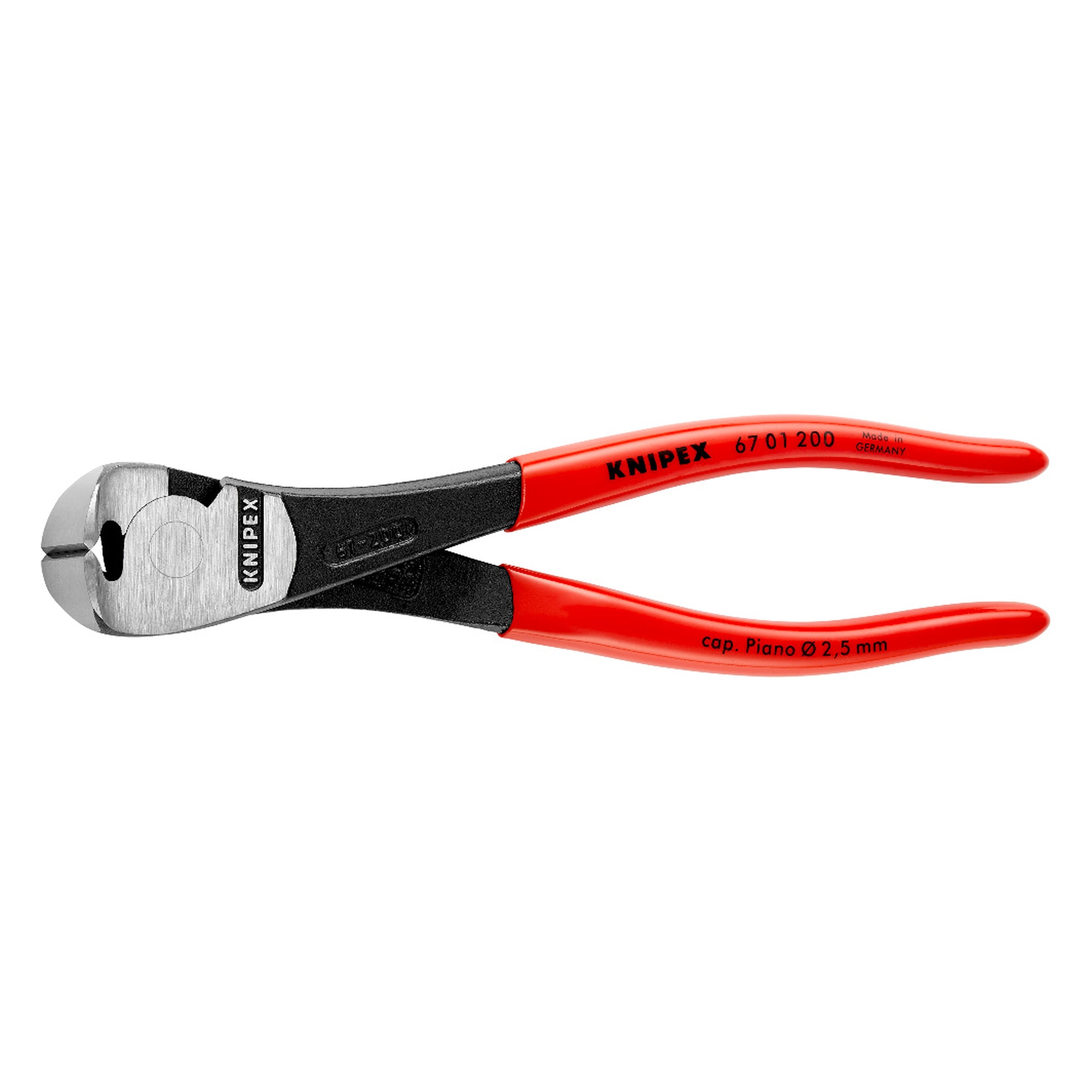 Pince coupante de devant à forte démultiplication, fil dur Ø 3,0 mm, 64 HRC, 200 mm