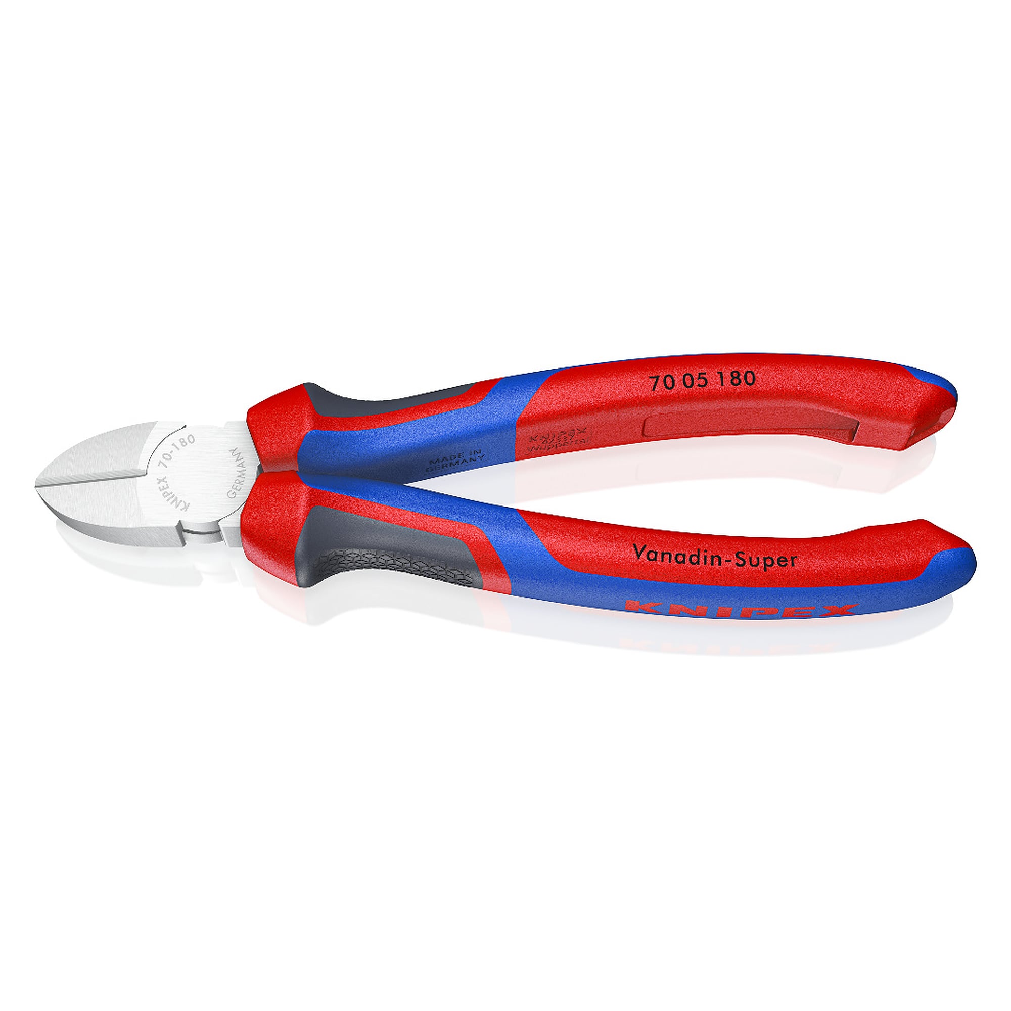 Seitenschneider mit schlankem Kopf für harten Draht bis Ø 2,5 mm, Comfort-Griffe, 180 mm