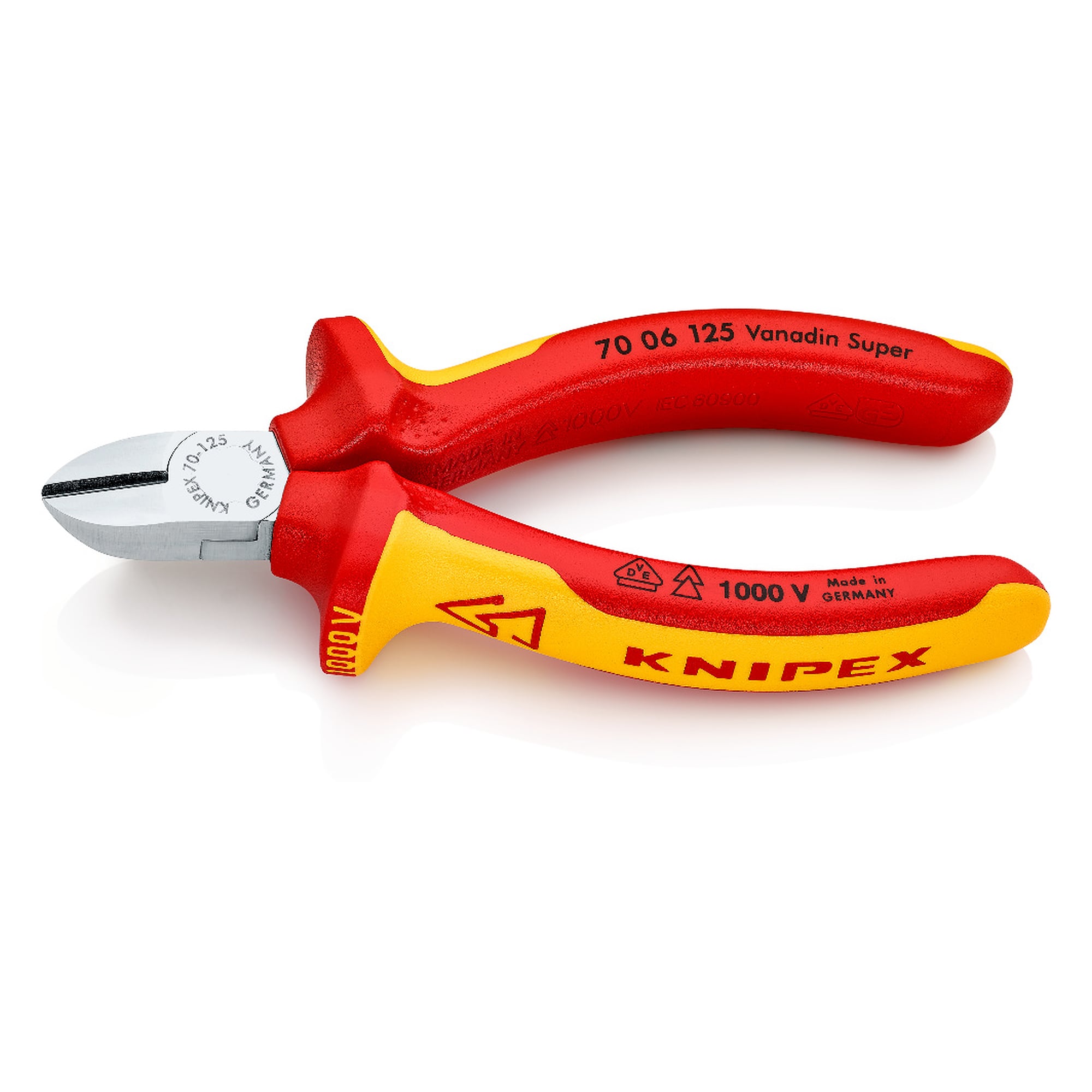 Pince coupante de côté isolée VDE pour fil dur jusqu'à 1,5 mm, 125 mm