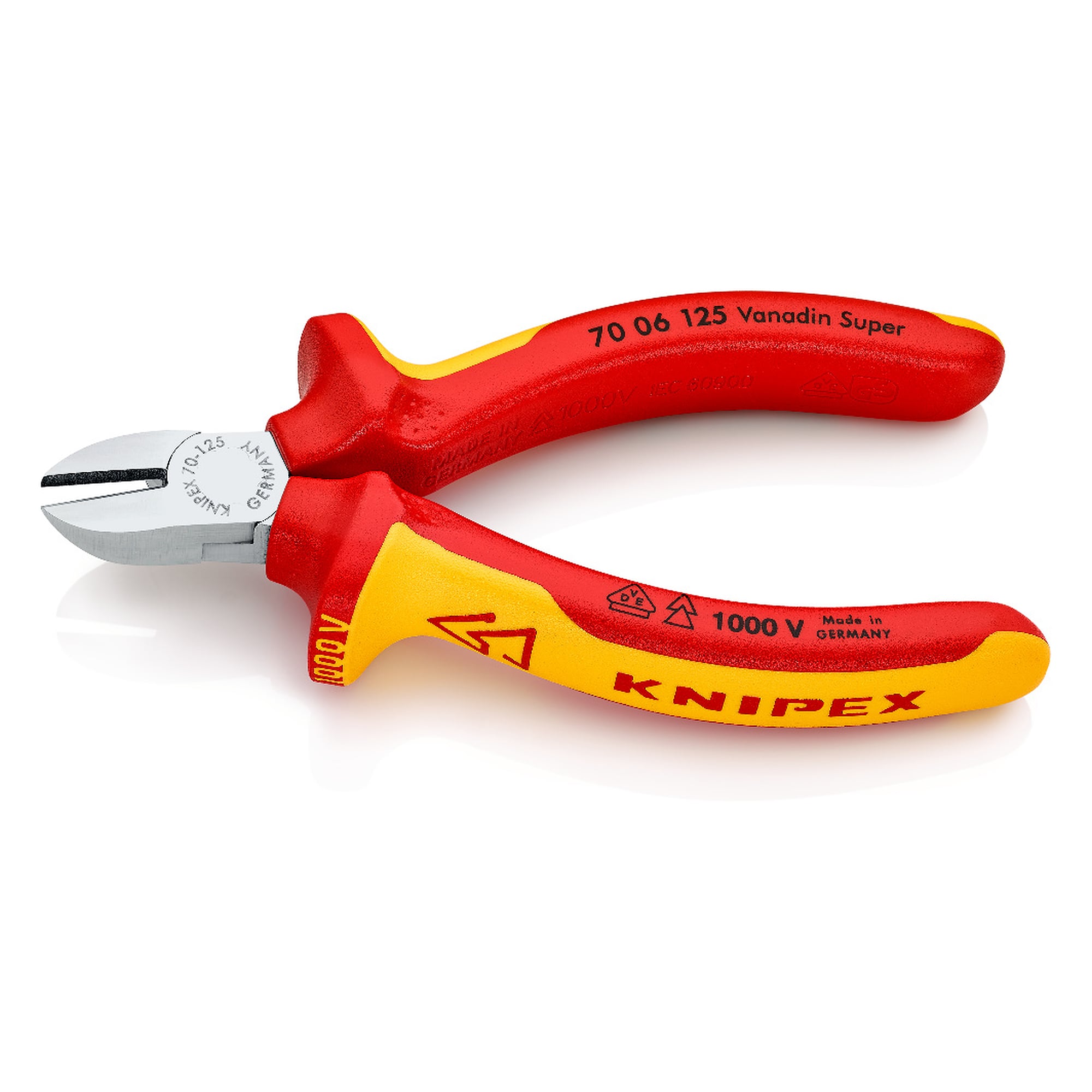 Pince coupante de côté isolée VDE pour fil dur jusqu'à 1,5 mm, 125 mm