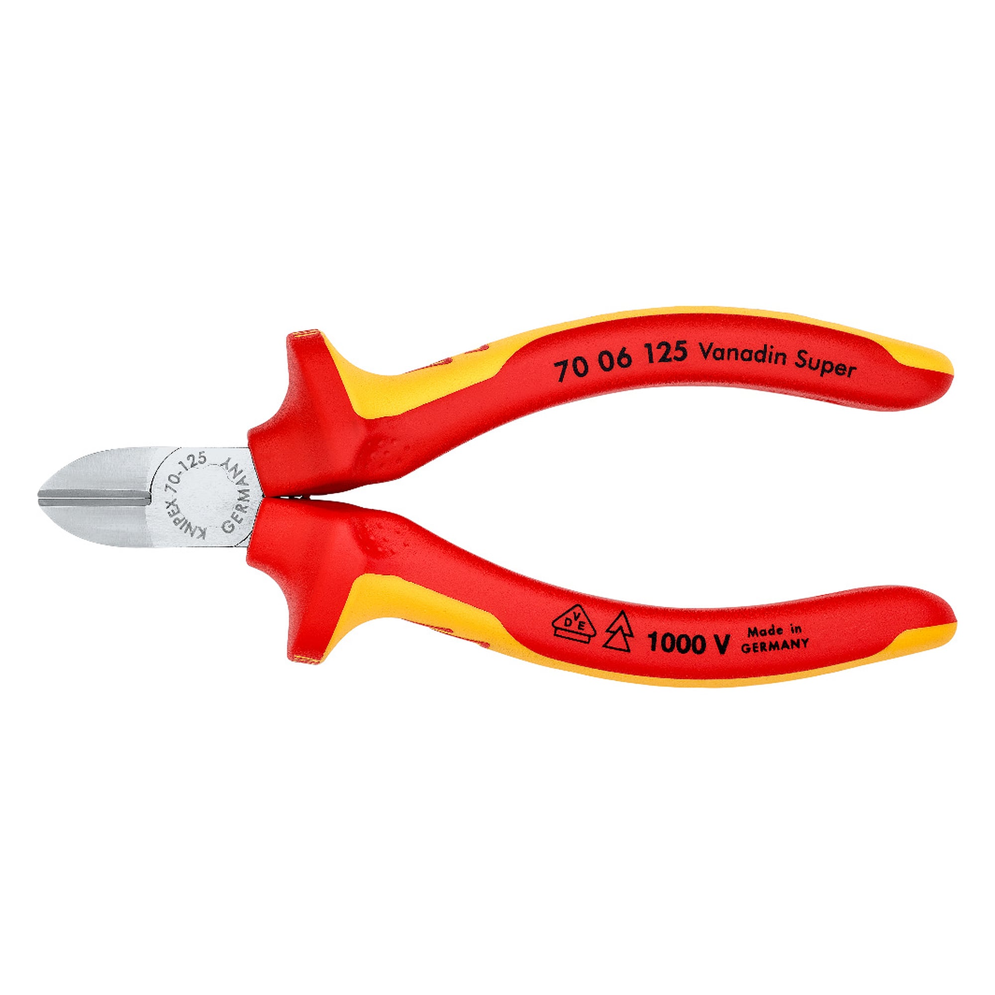 Pince coupante de côté isolée VDE pour fil dur jusqu'à 1,5 mm, 125 mm