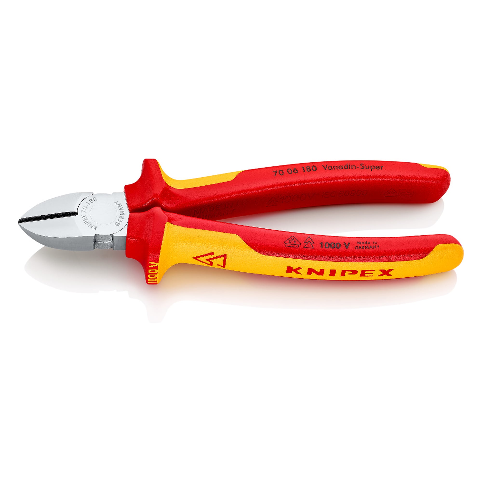 Pince coupante de côté isolée VDE pour fil dur jusqu'à 2,5 mm, 180 mm