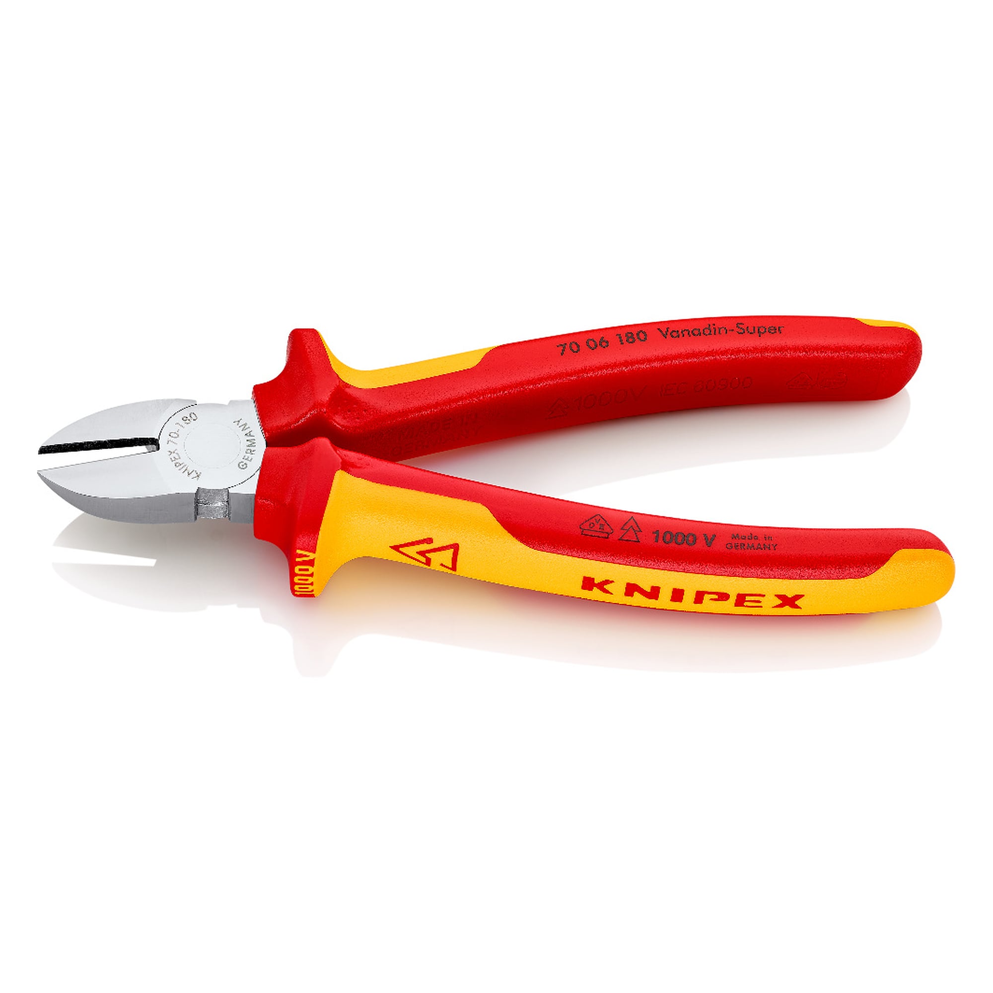 Pince coupante de côté isolée VDE pour fil dur jusqu'à 2,5 mm, 180 mm